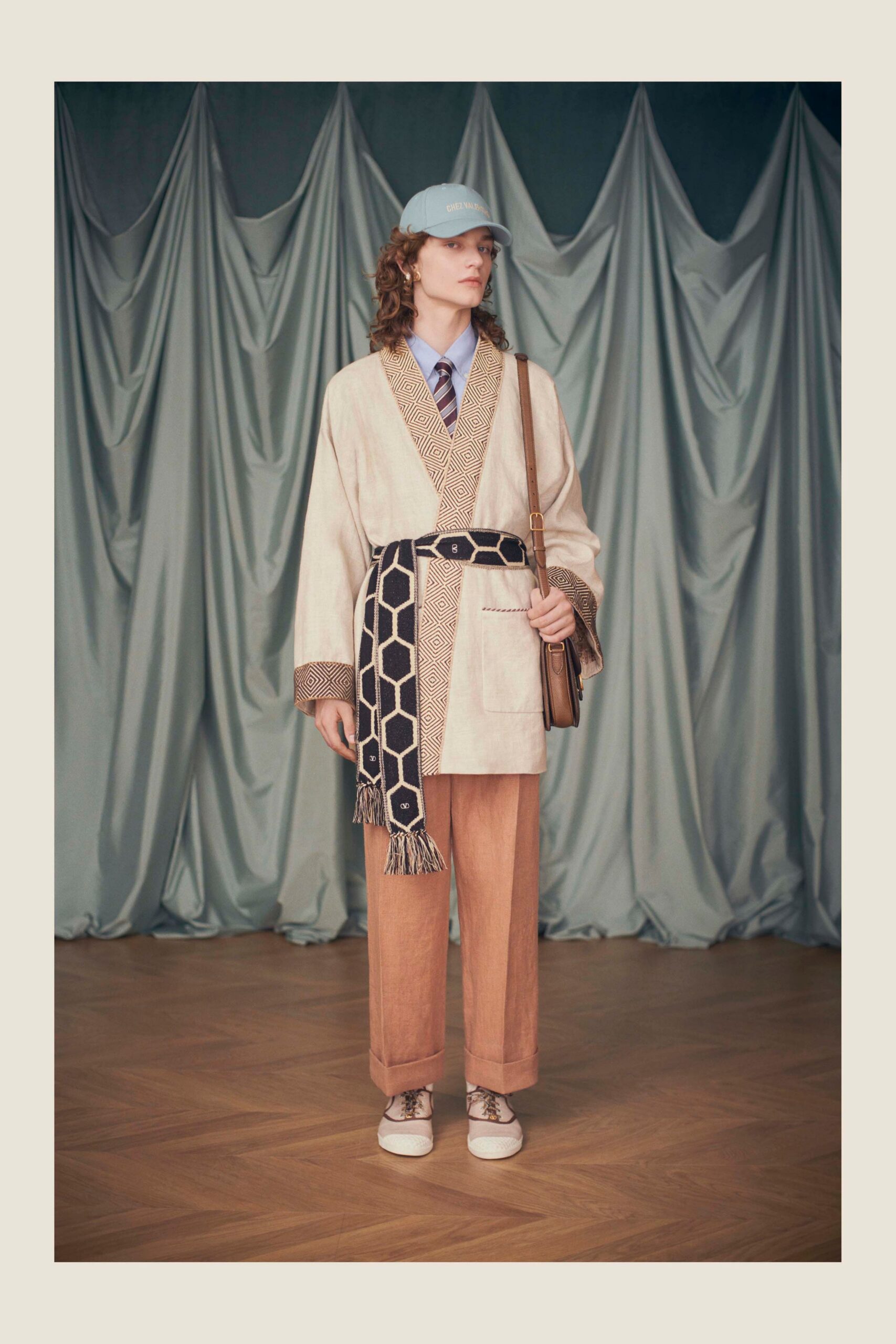 beige relaxed jacket with tan pants