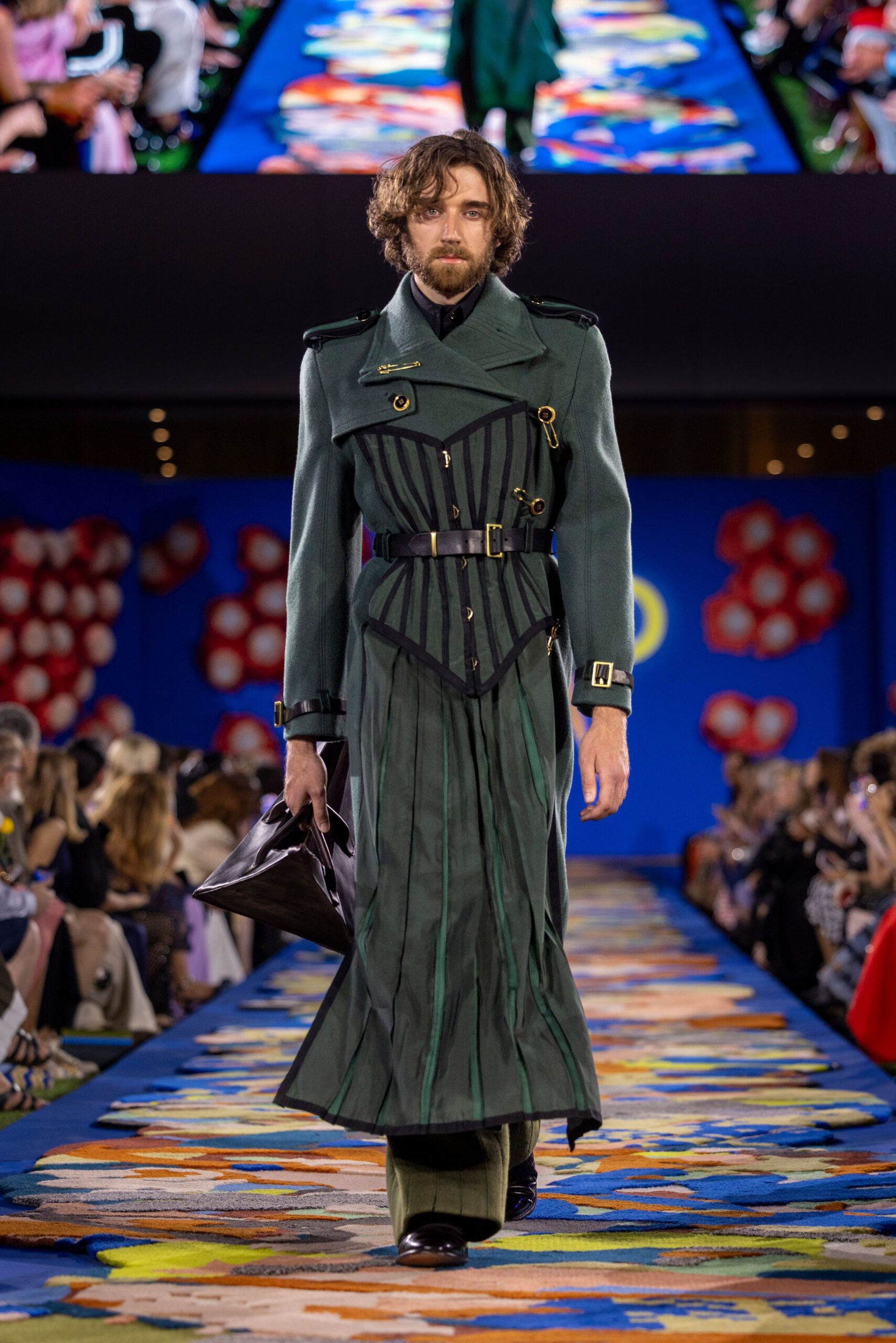 green wool fitted coat