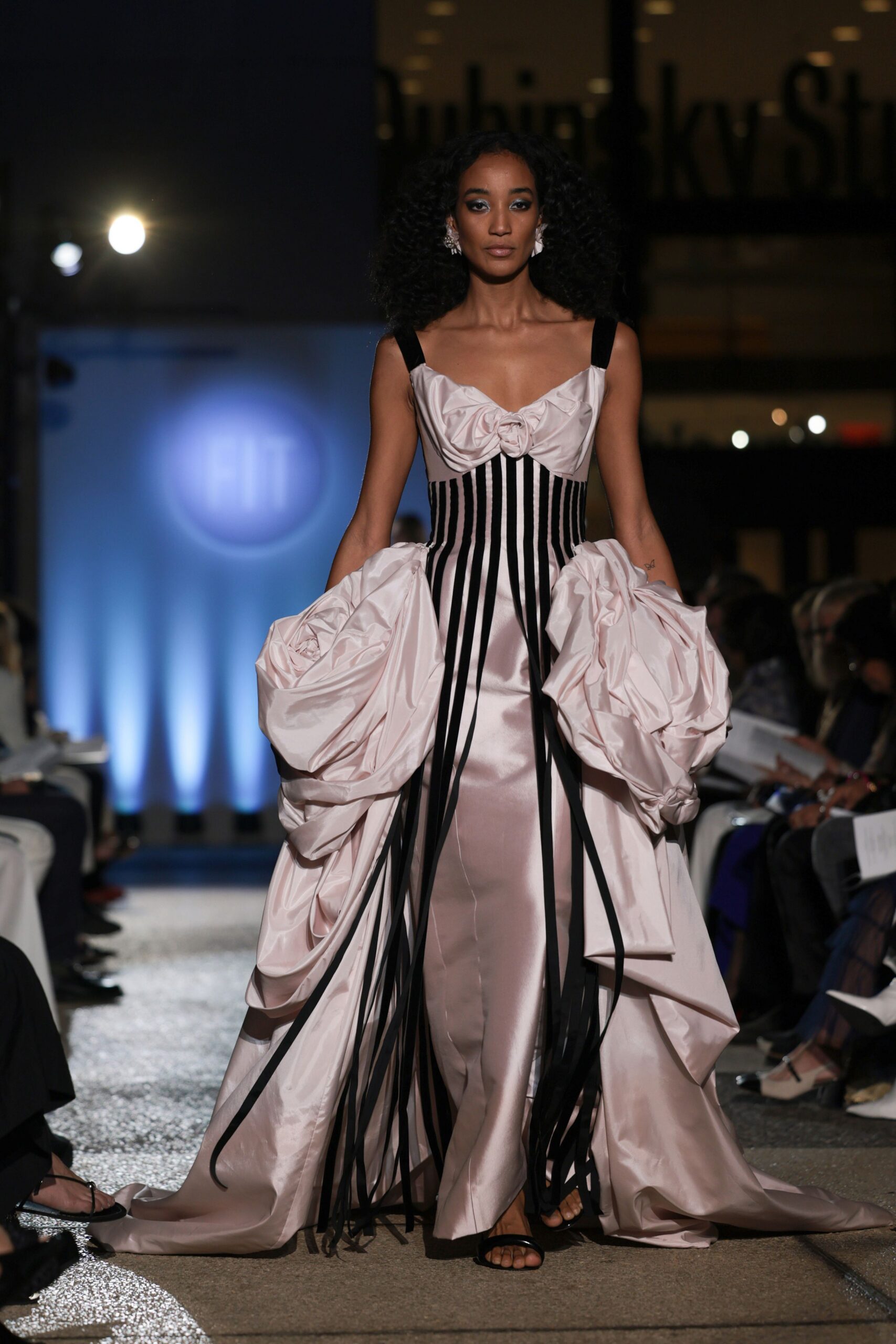 pink silk sleeveless gown
