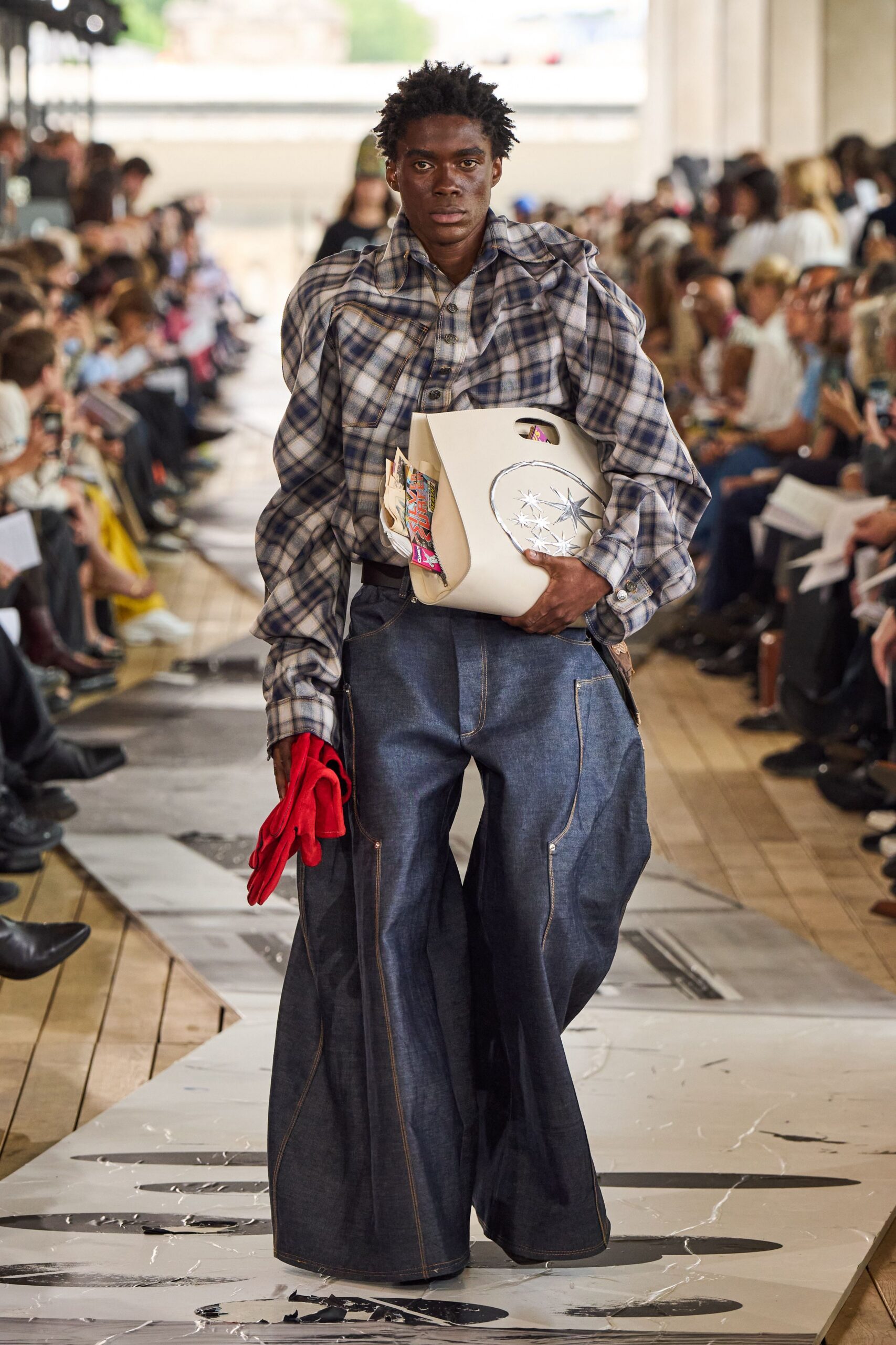 relaxed checked shirt with wide-leg pants