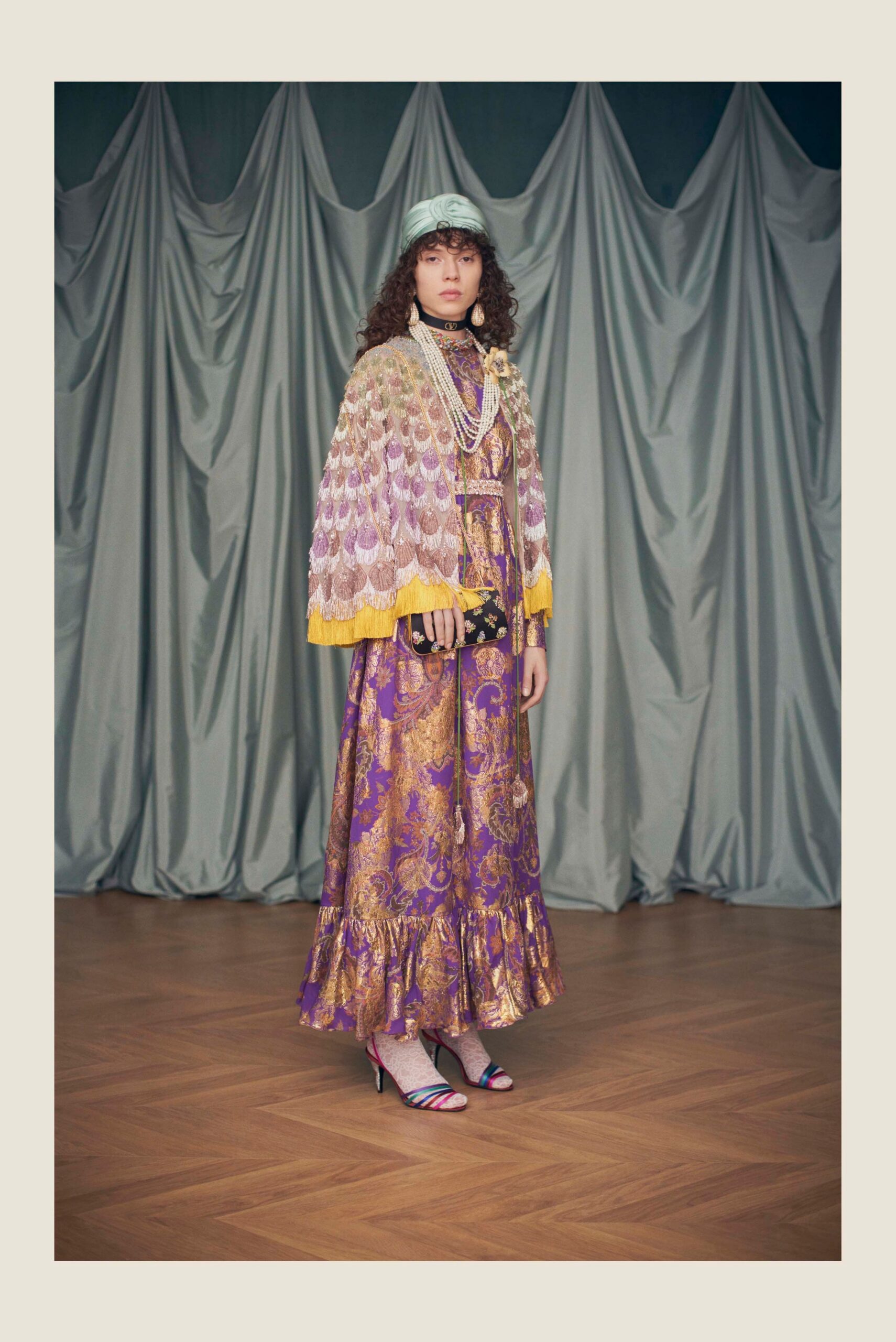 multi silk sleeveless relaxed layered cape