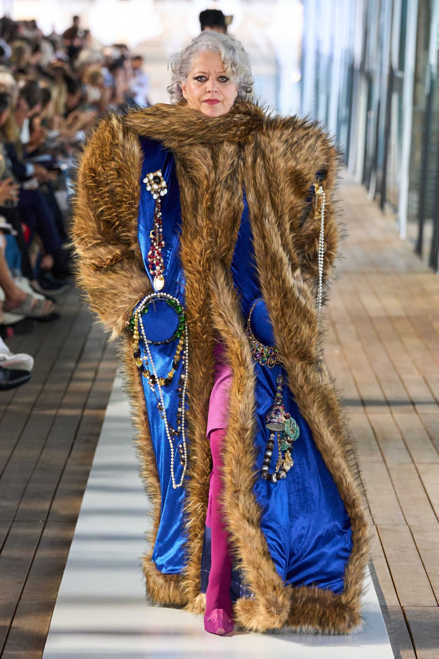 blue silk relaxed layered coat
