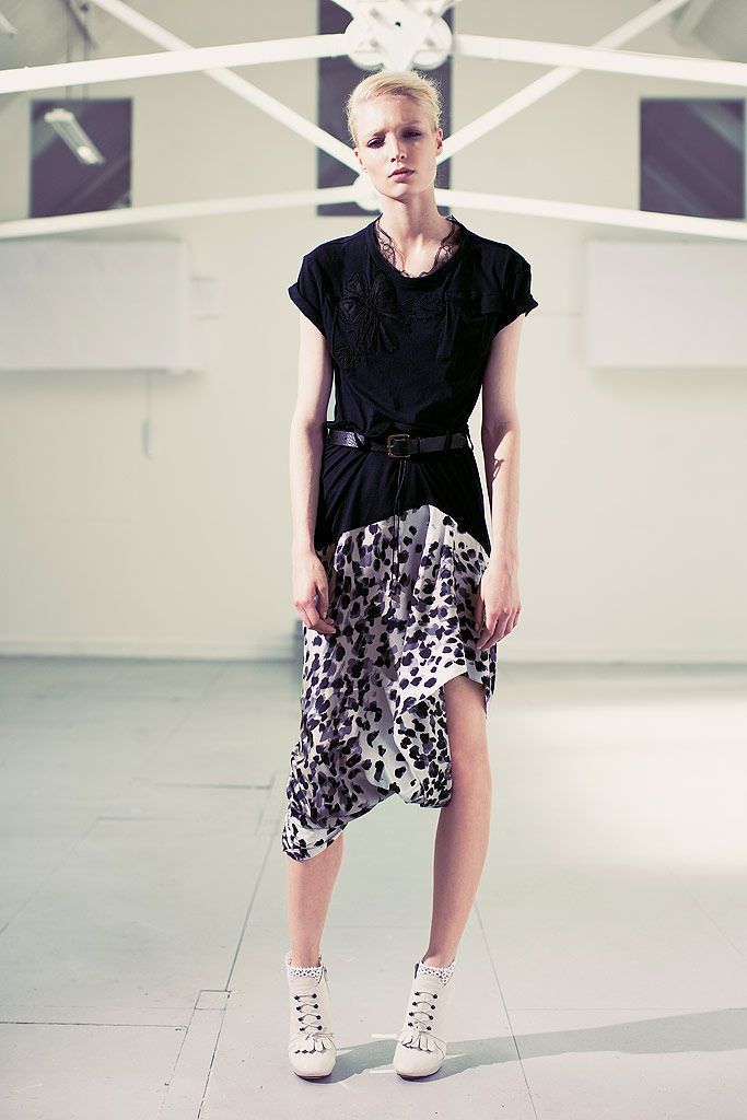 white chiffon asymmetric animal-print draped flowing midi skirt