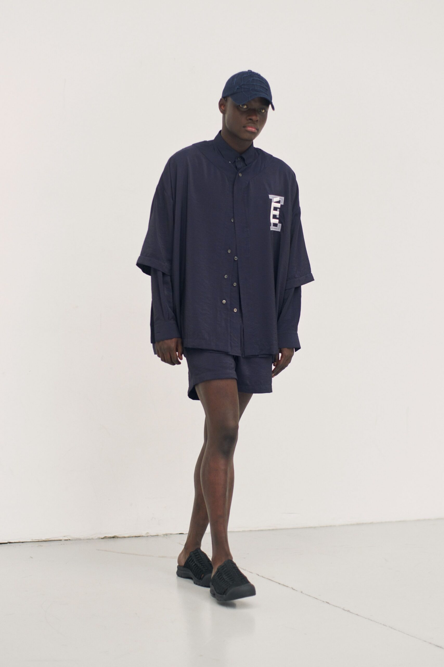 blue relaxed shirt and shorts