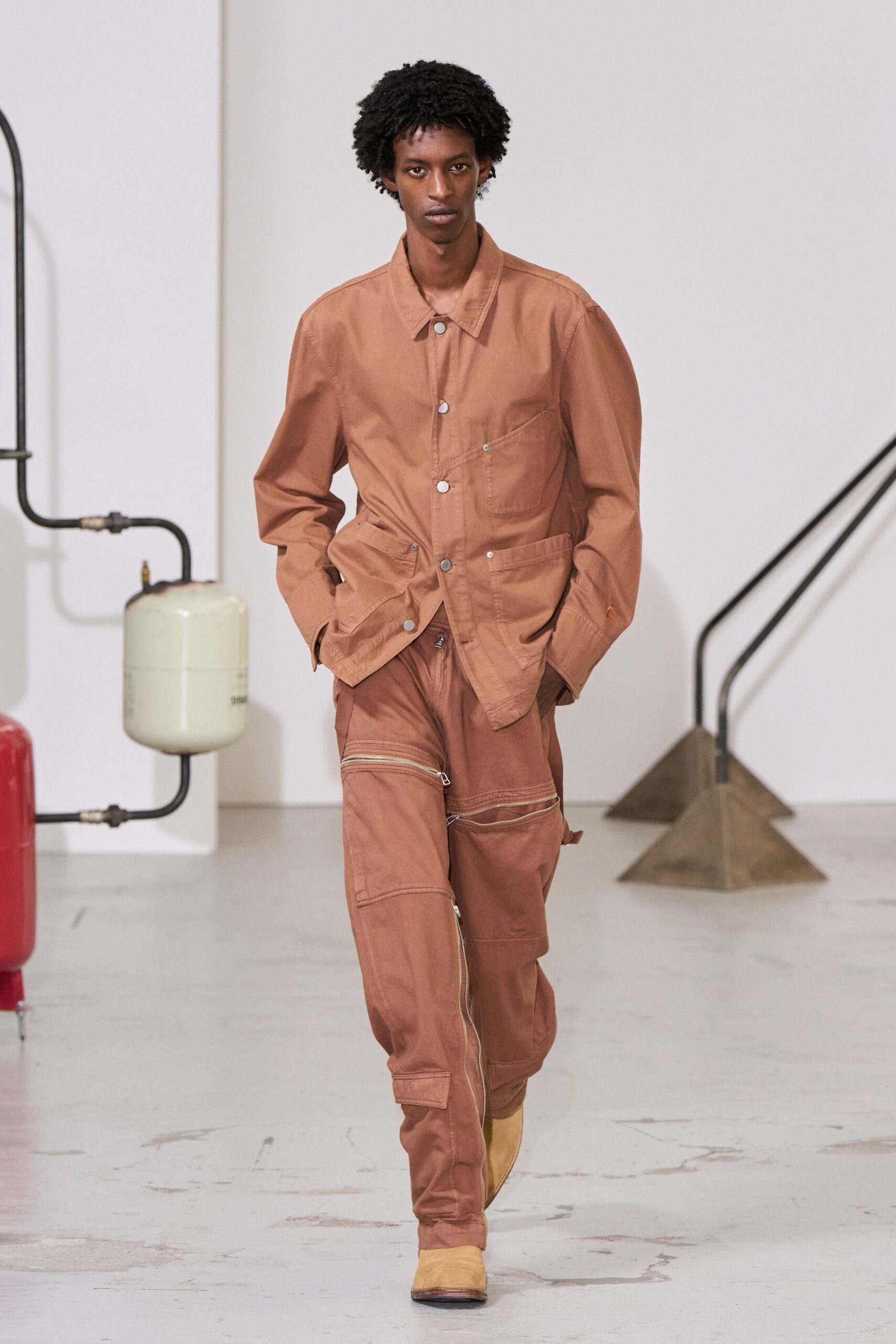 brown cotton jacket and pants