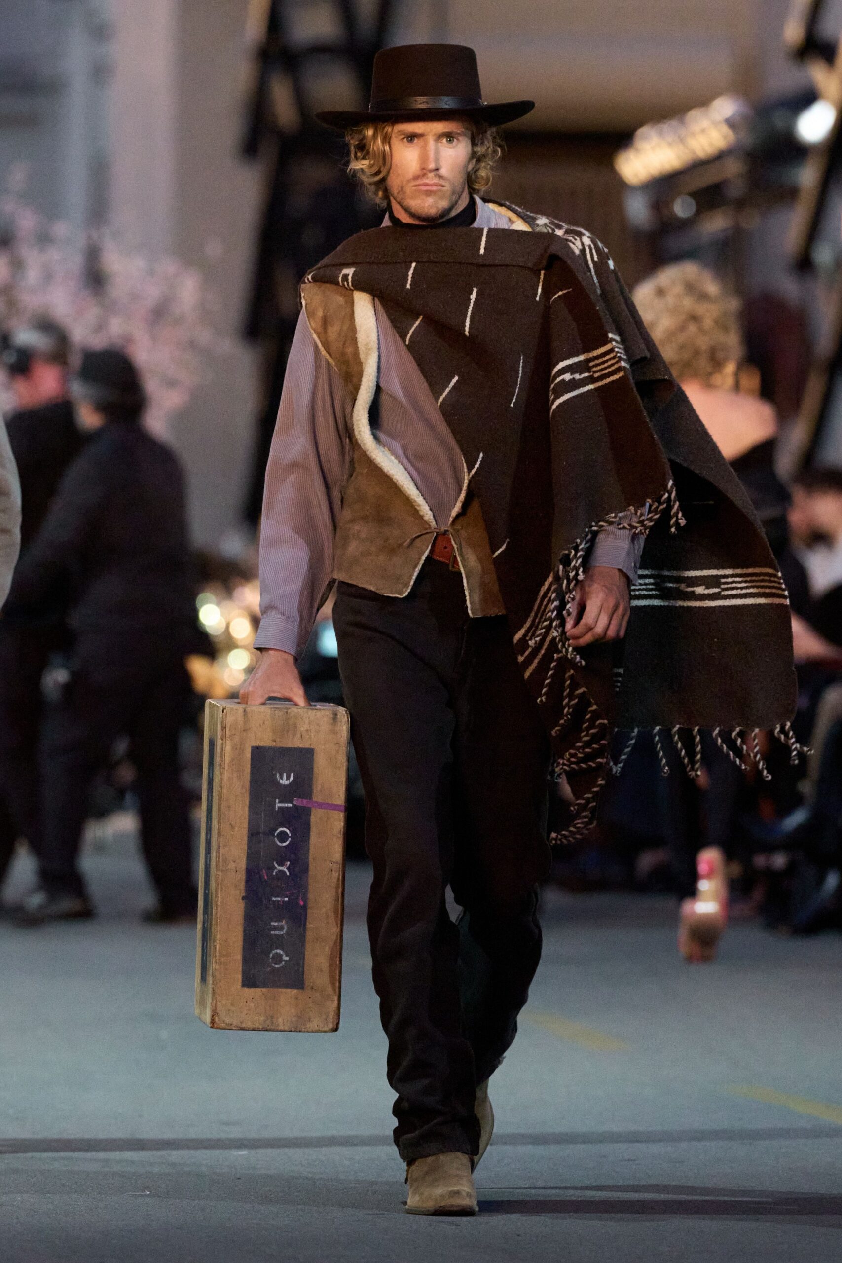 brown wool relaxed layered fringed poncho
