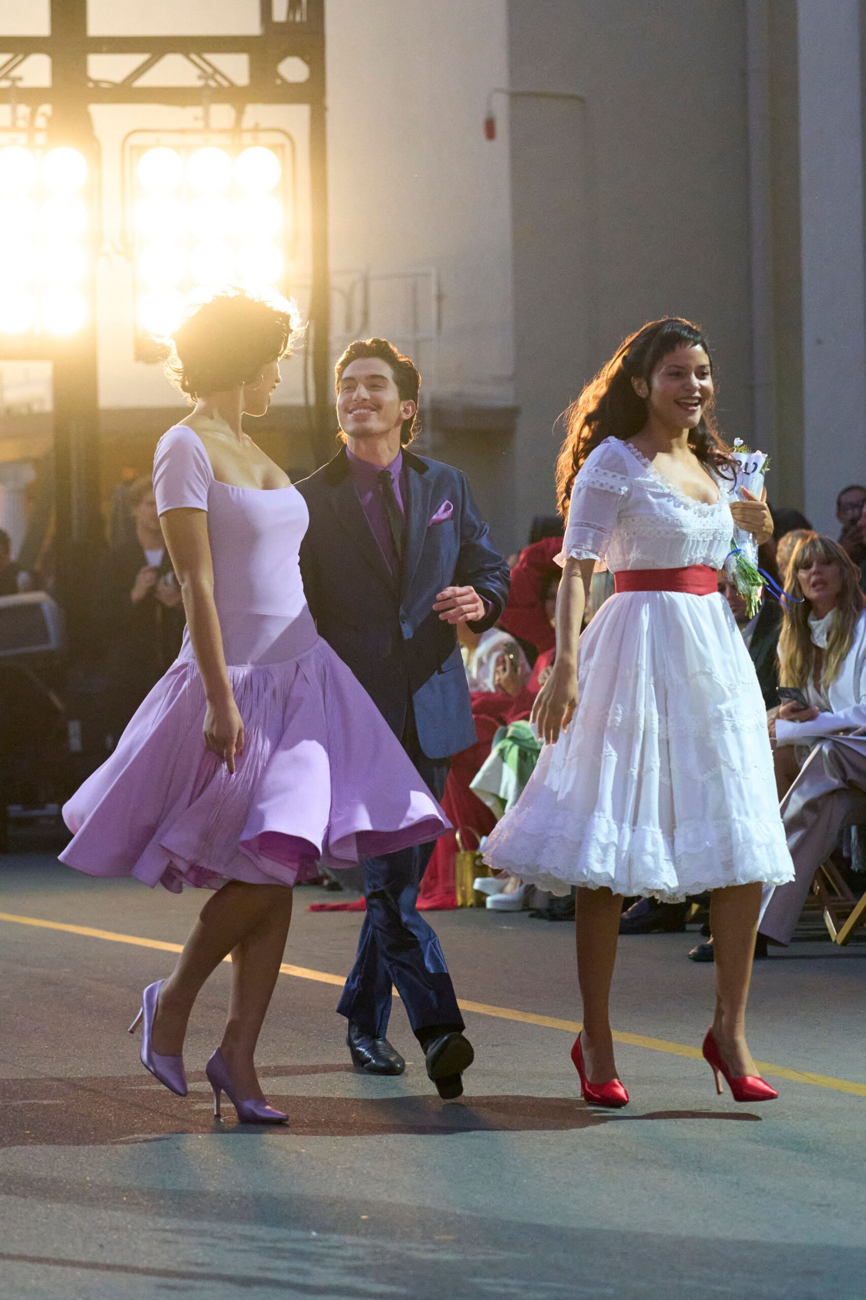 pink and white midi dresses