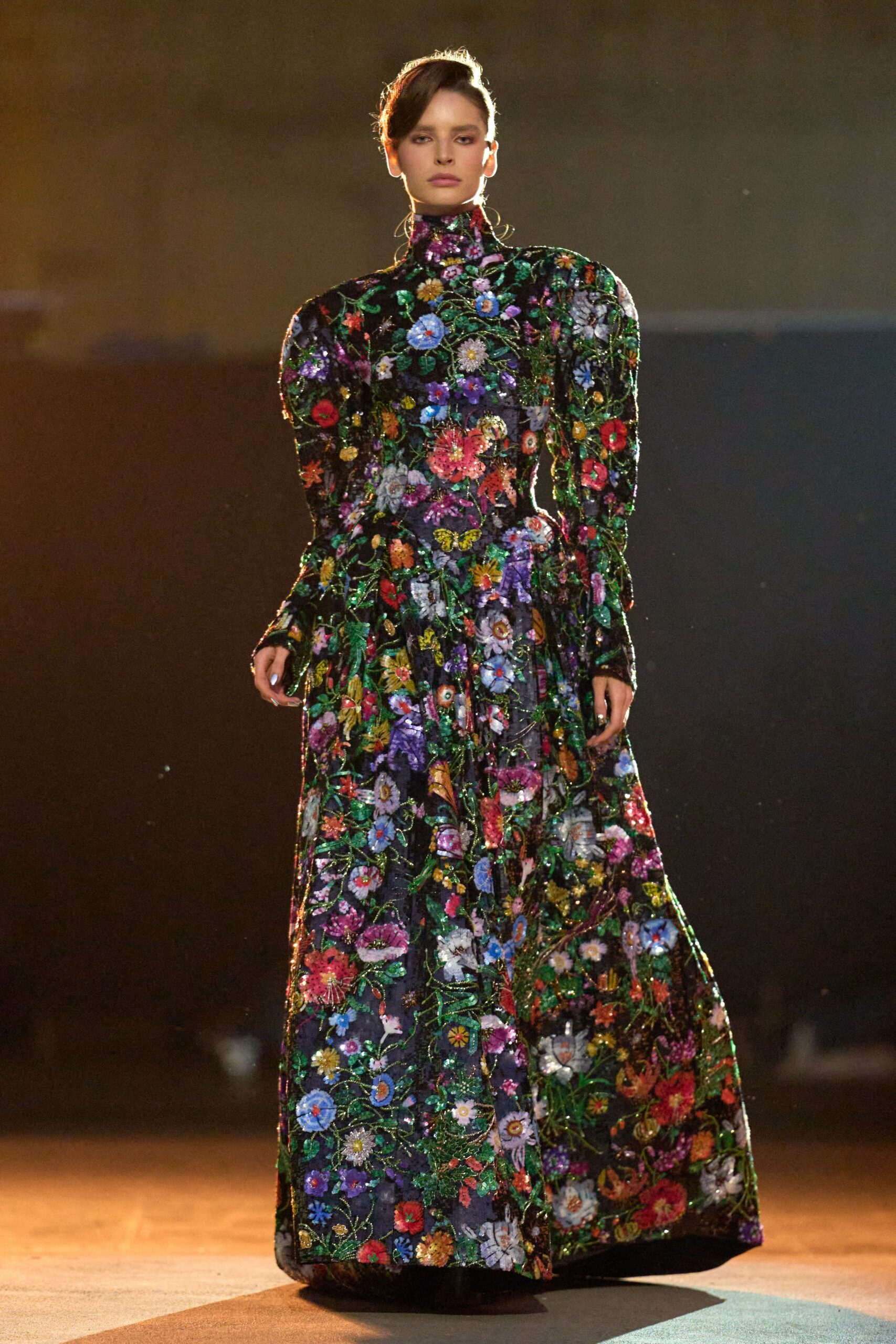 black floral maxi gown