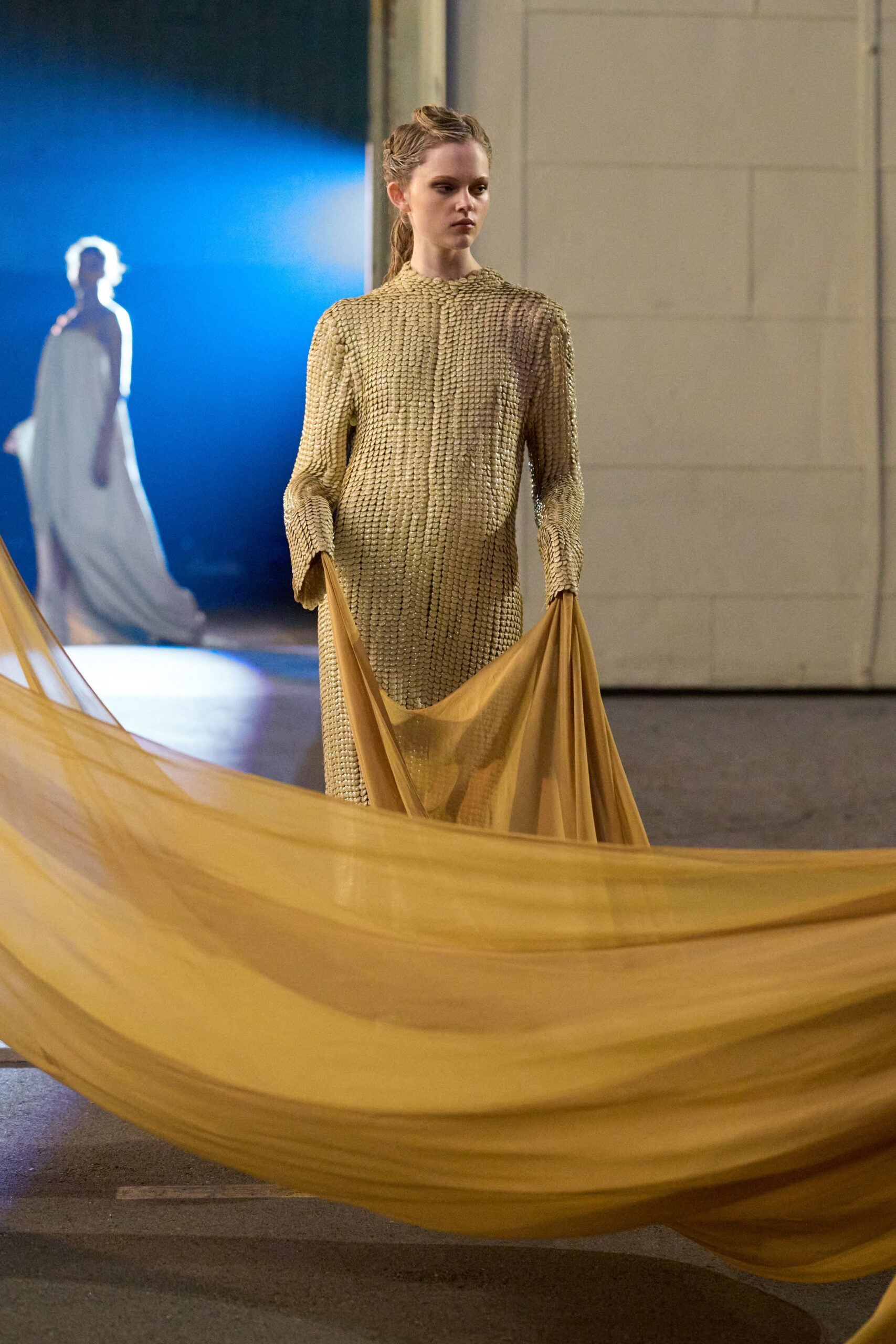 beige chiffon relaxed sheer cape