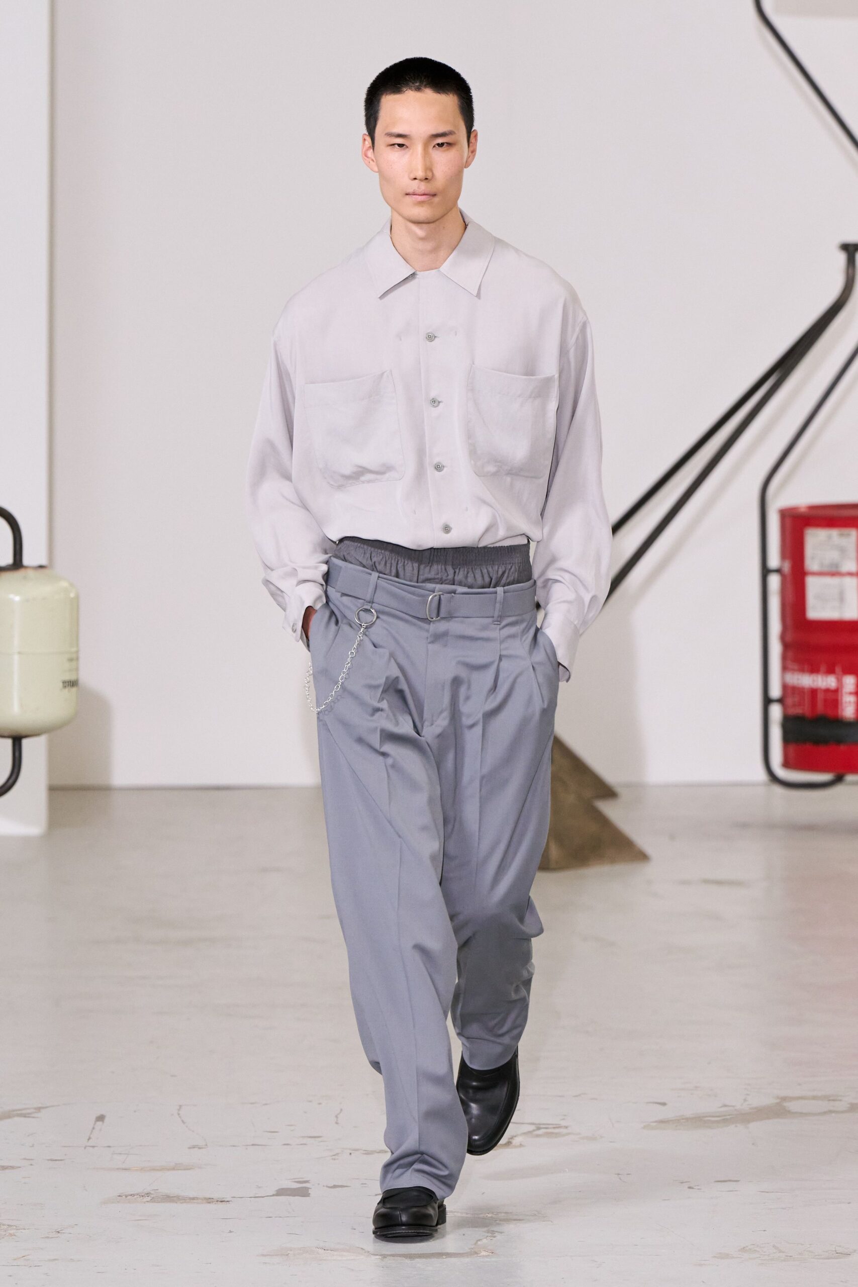 gray relaxed shirt and pants