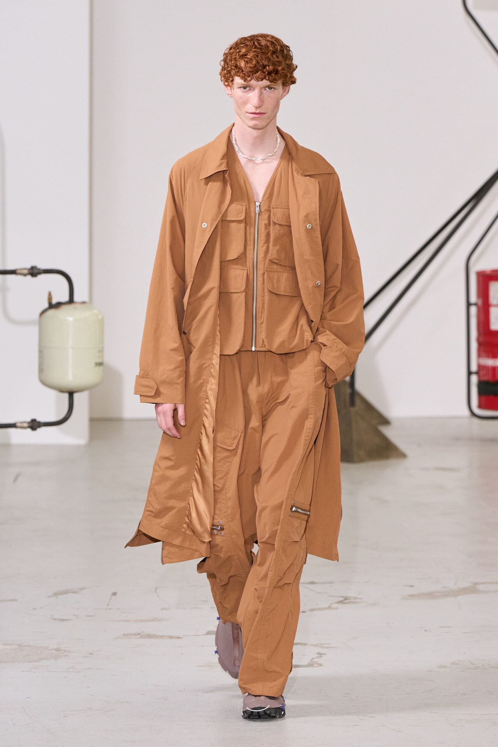 brown cotton coat and pants