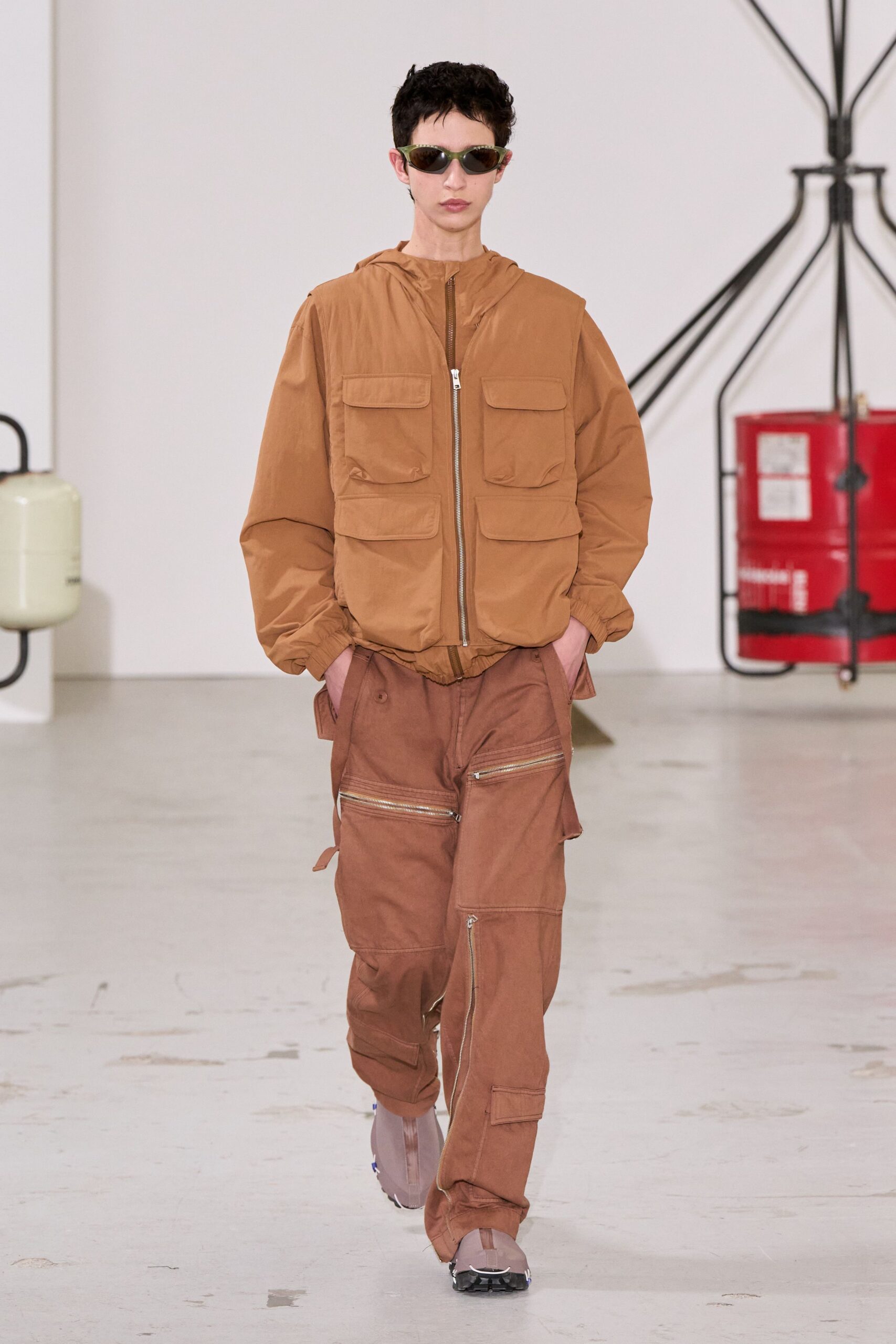 brown relaxed jacket and pants