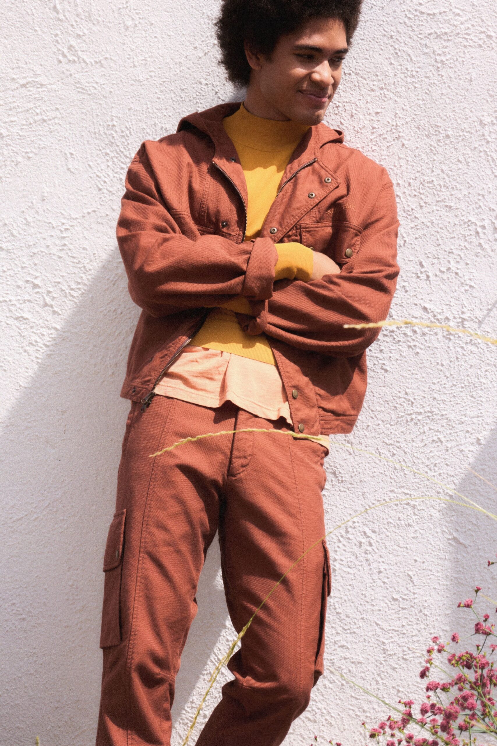 brown relaxed jacket and pants