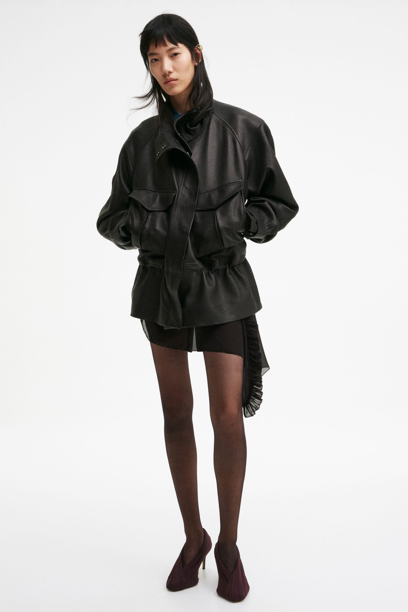 black leather relaxed jacket