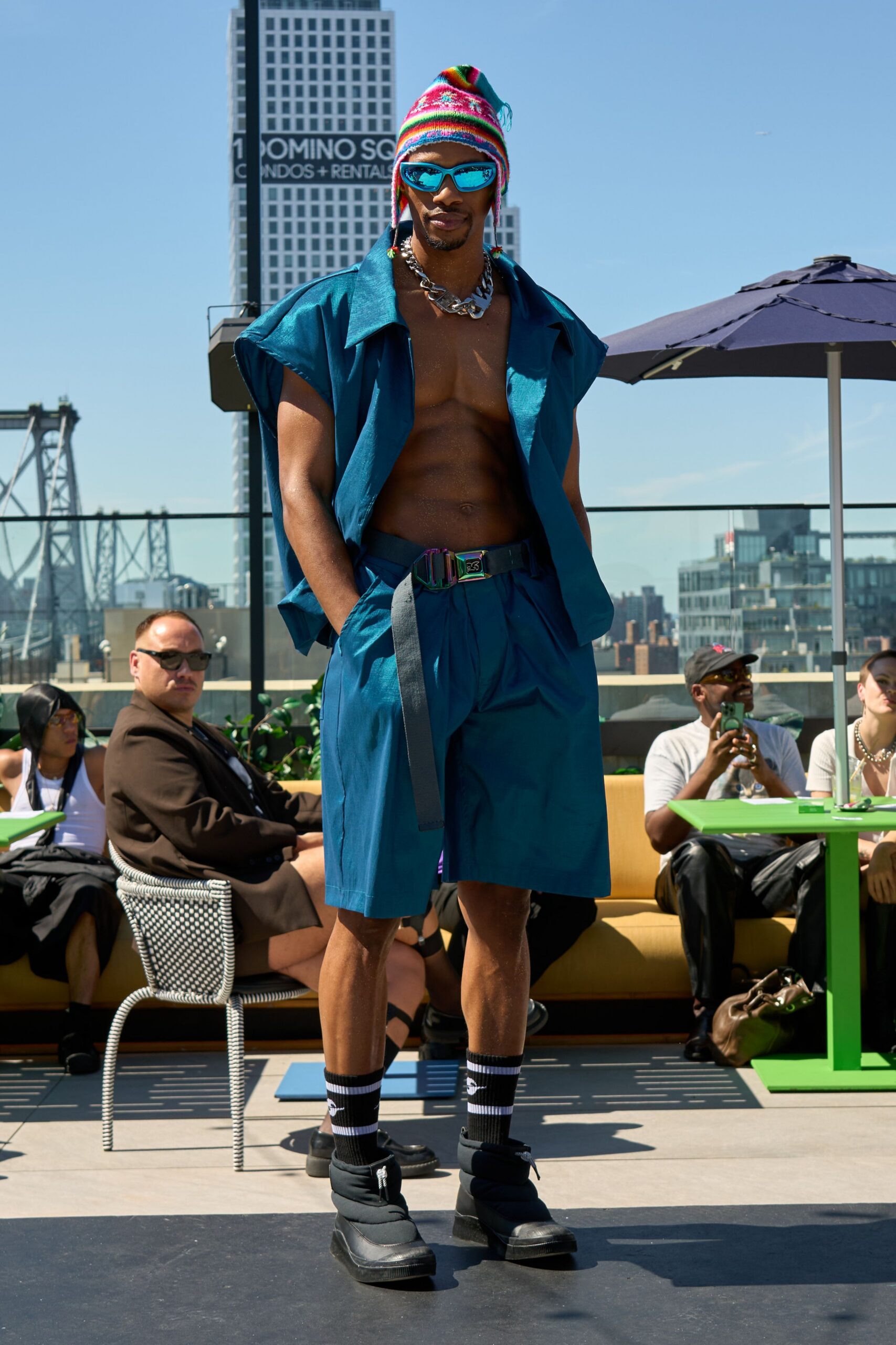 blue relaxed shirt and shorts