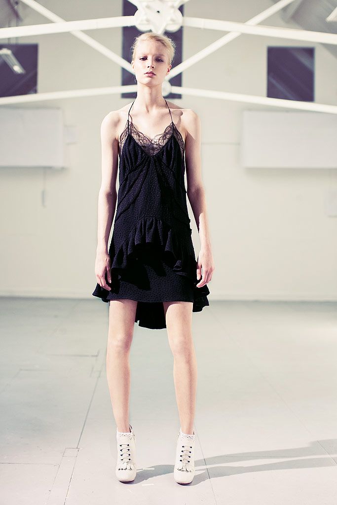 black unknown spaghetti-strap v-neck ruffled layered mini-dress
