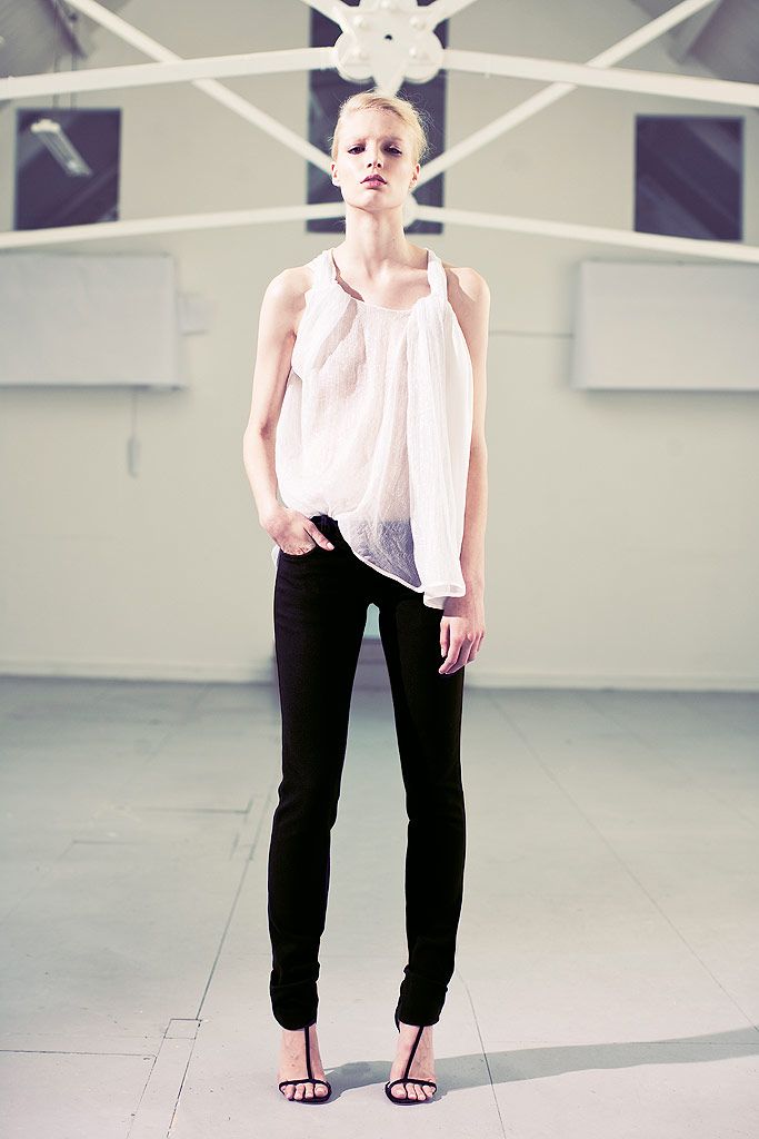 white chiffon sleeveless scoop-neck draped sheer flowing top