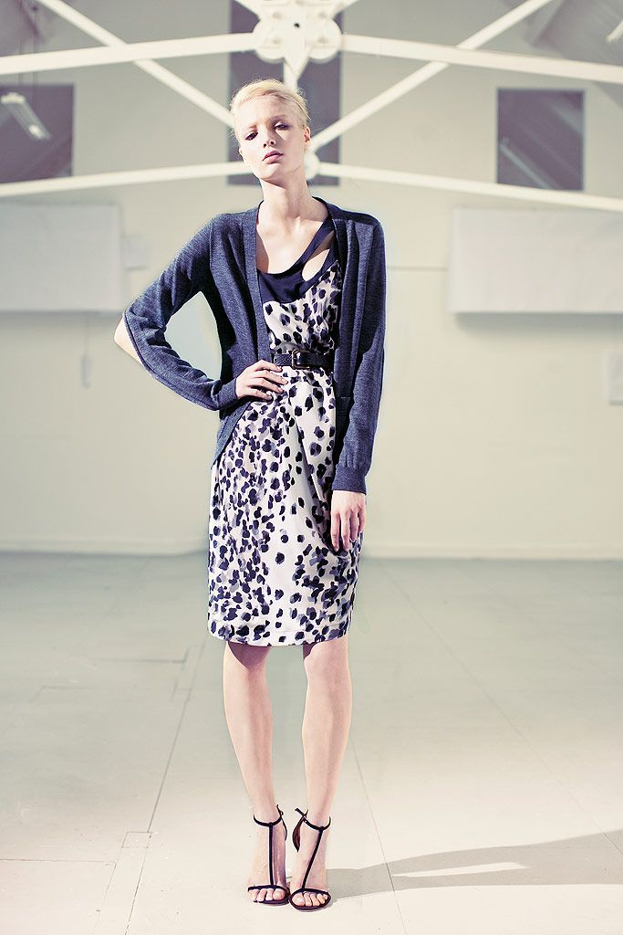 blue knit long-sleeve open-front slim cardigan
