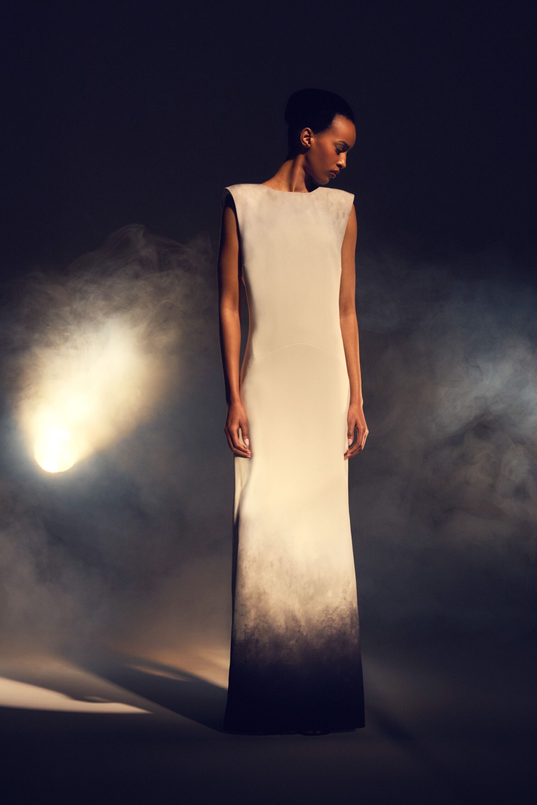 white and black ombre gown