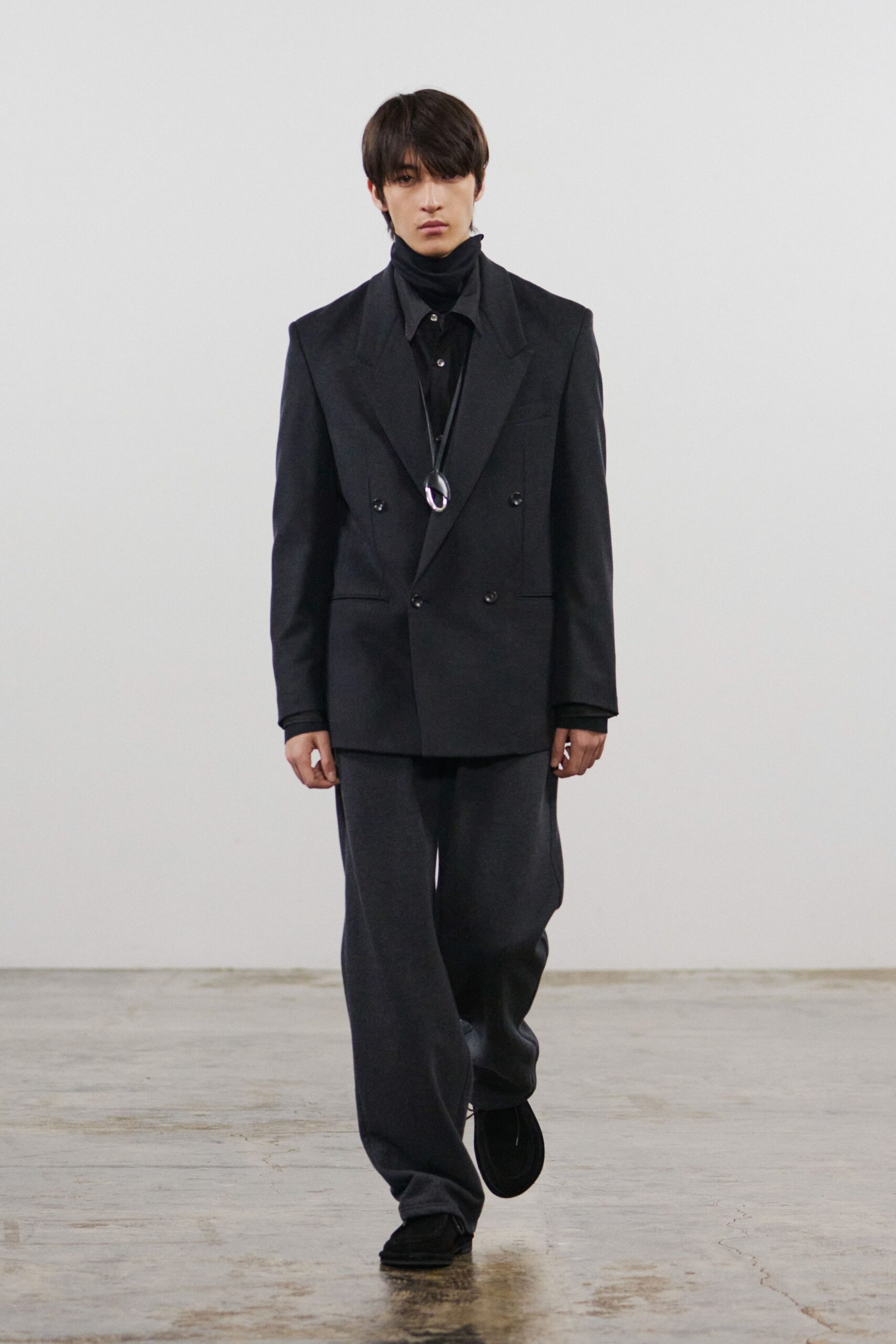 black tailored blazer and pants