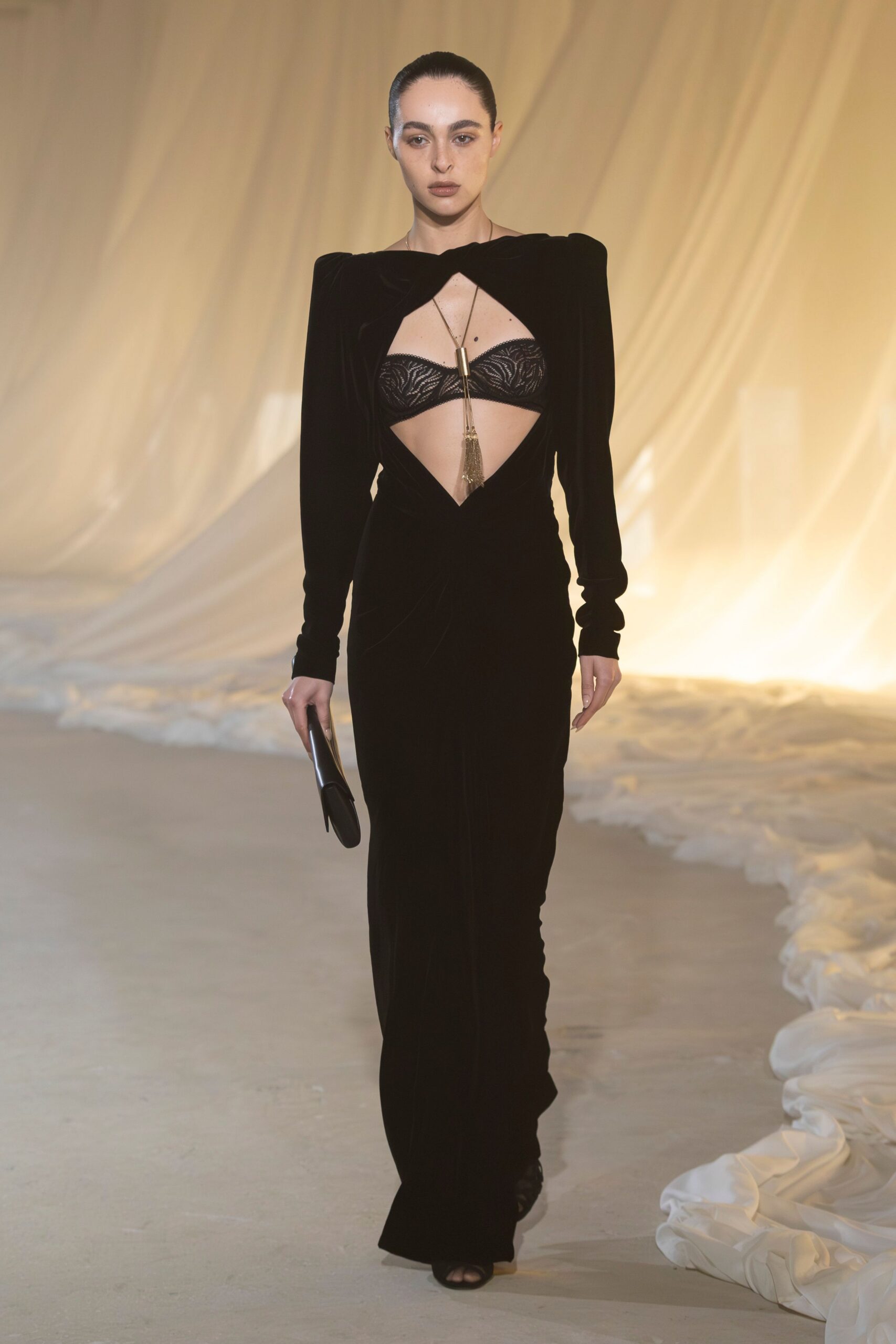black velvet fitted gown