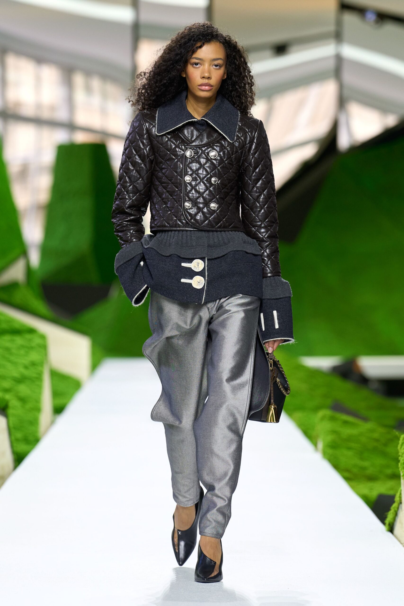 gray silk relaxed straight-leg pants