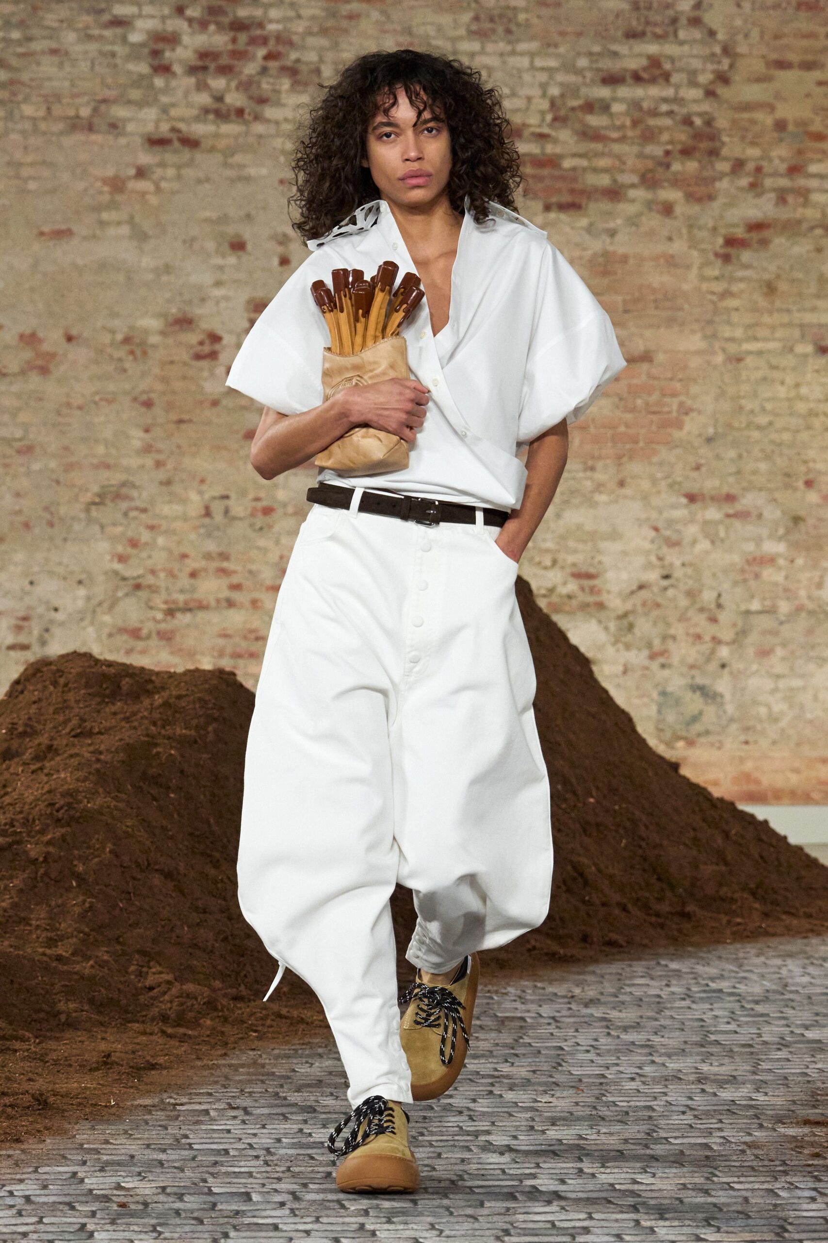 white relaxed shirt and pants