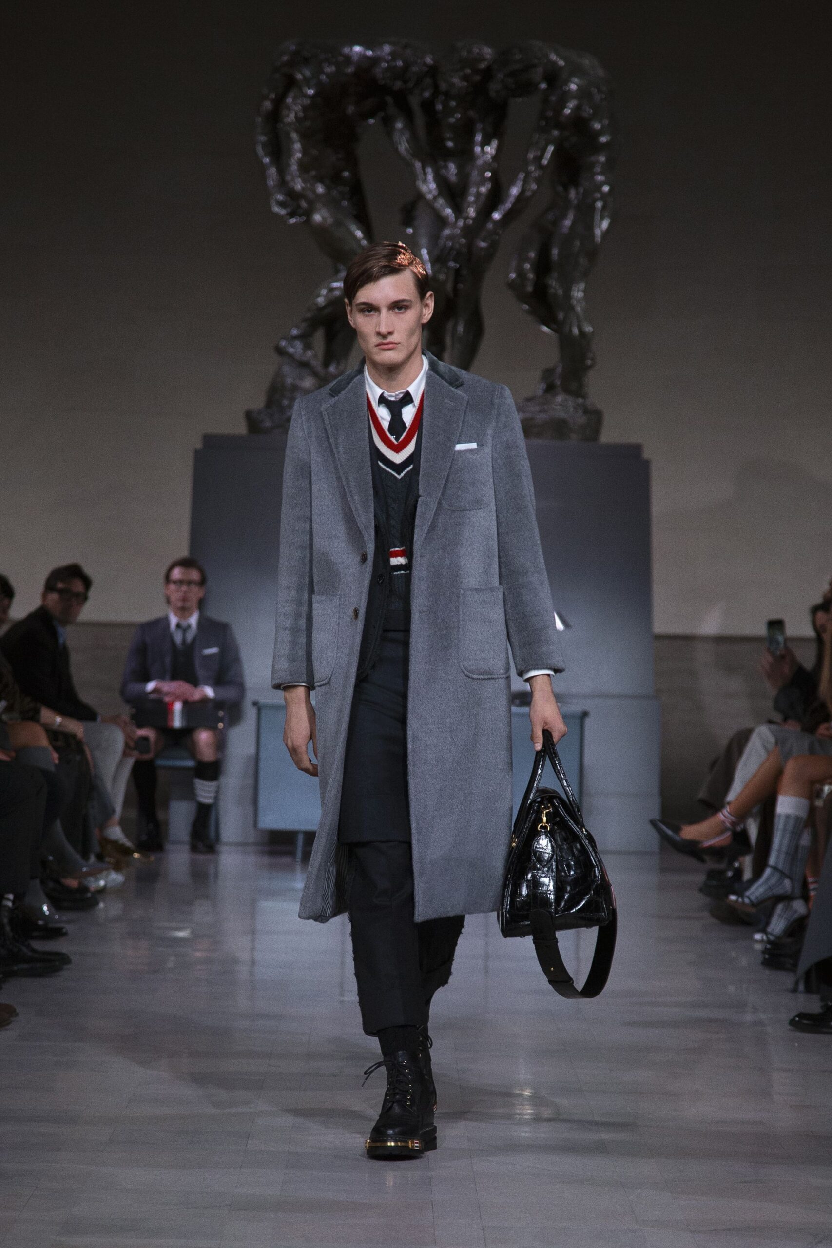 gray wool tailored coat