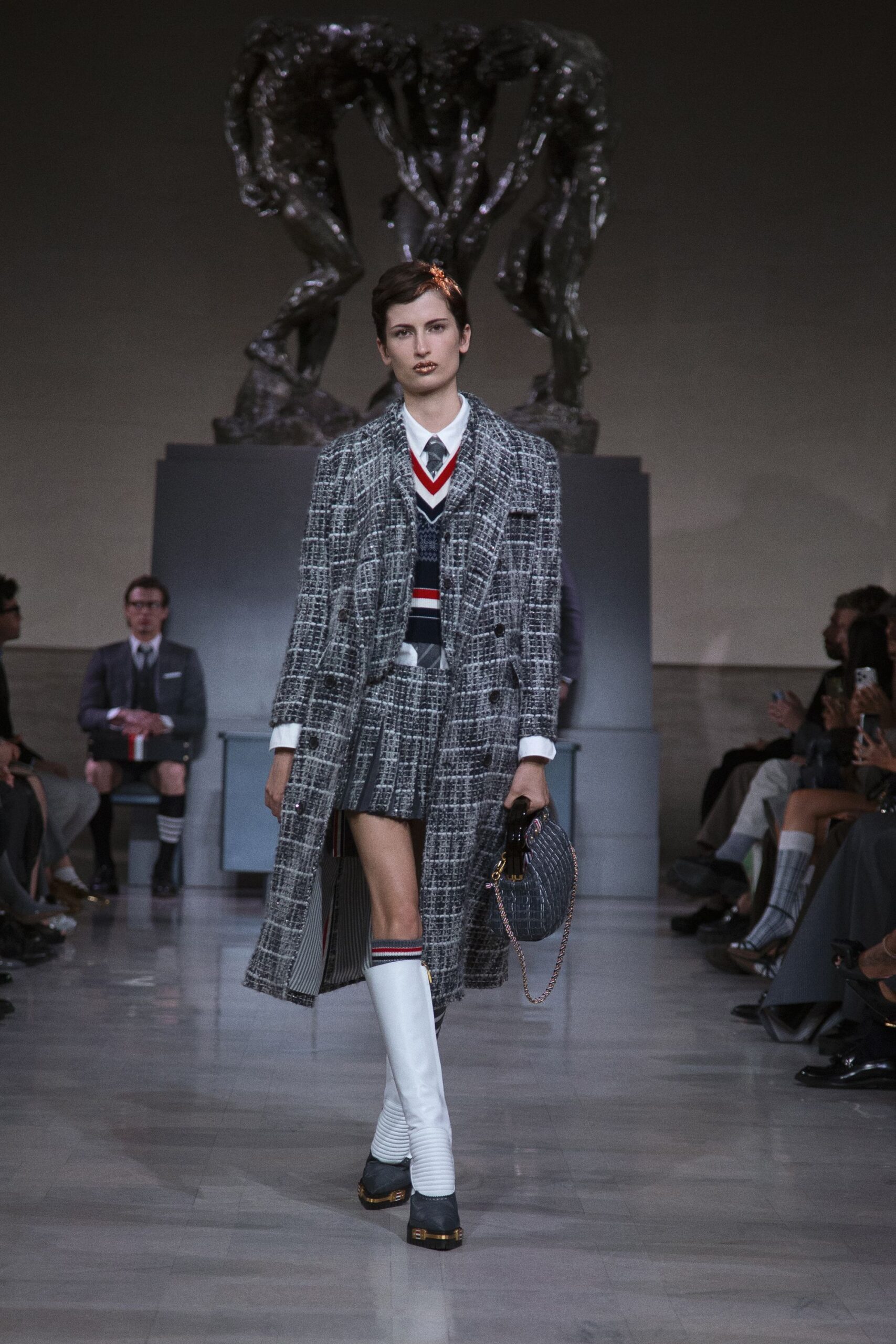 gray wool tailored coat