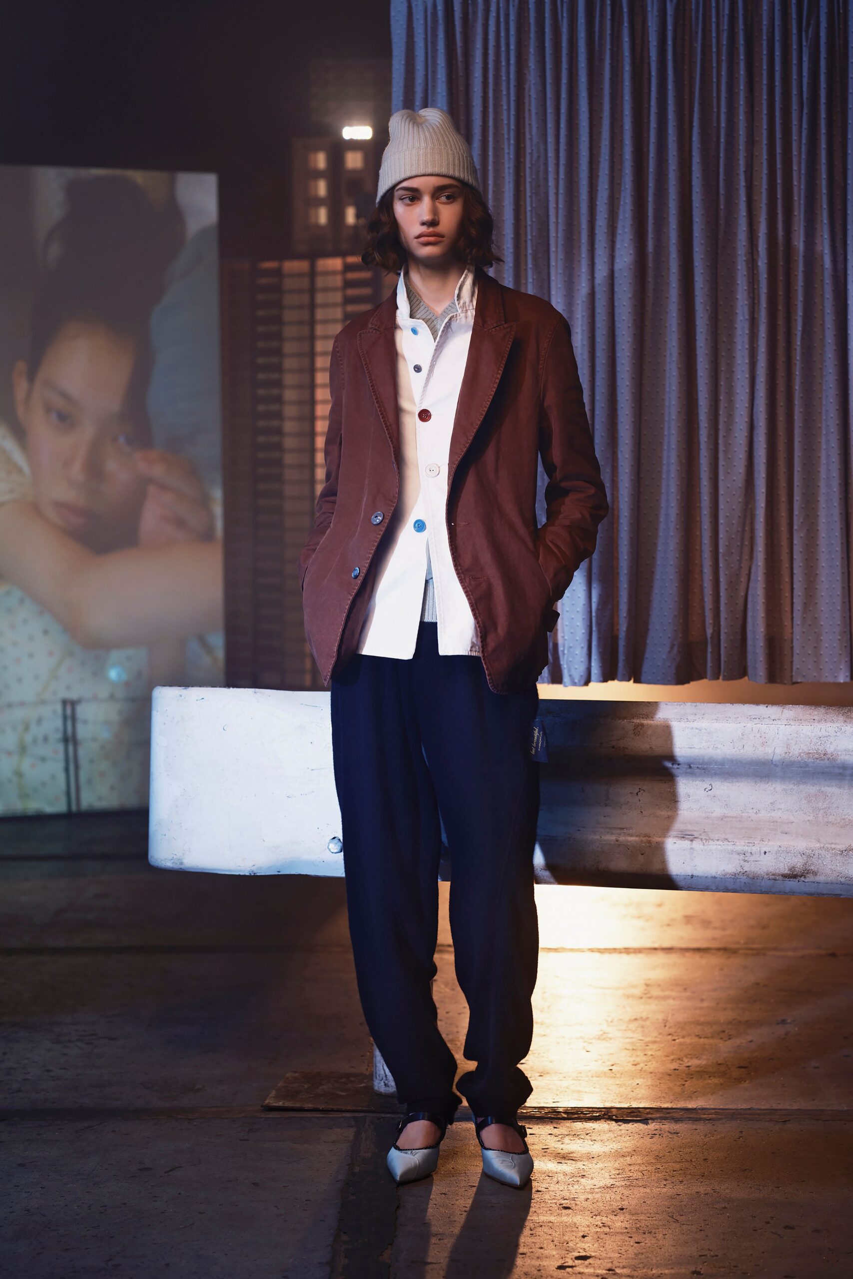 brown blazer with white shirt