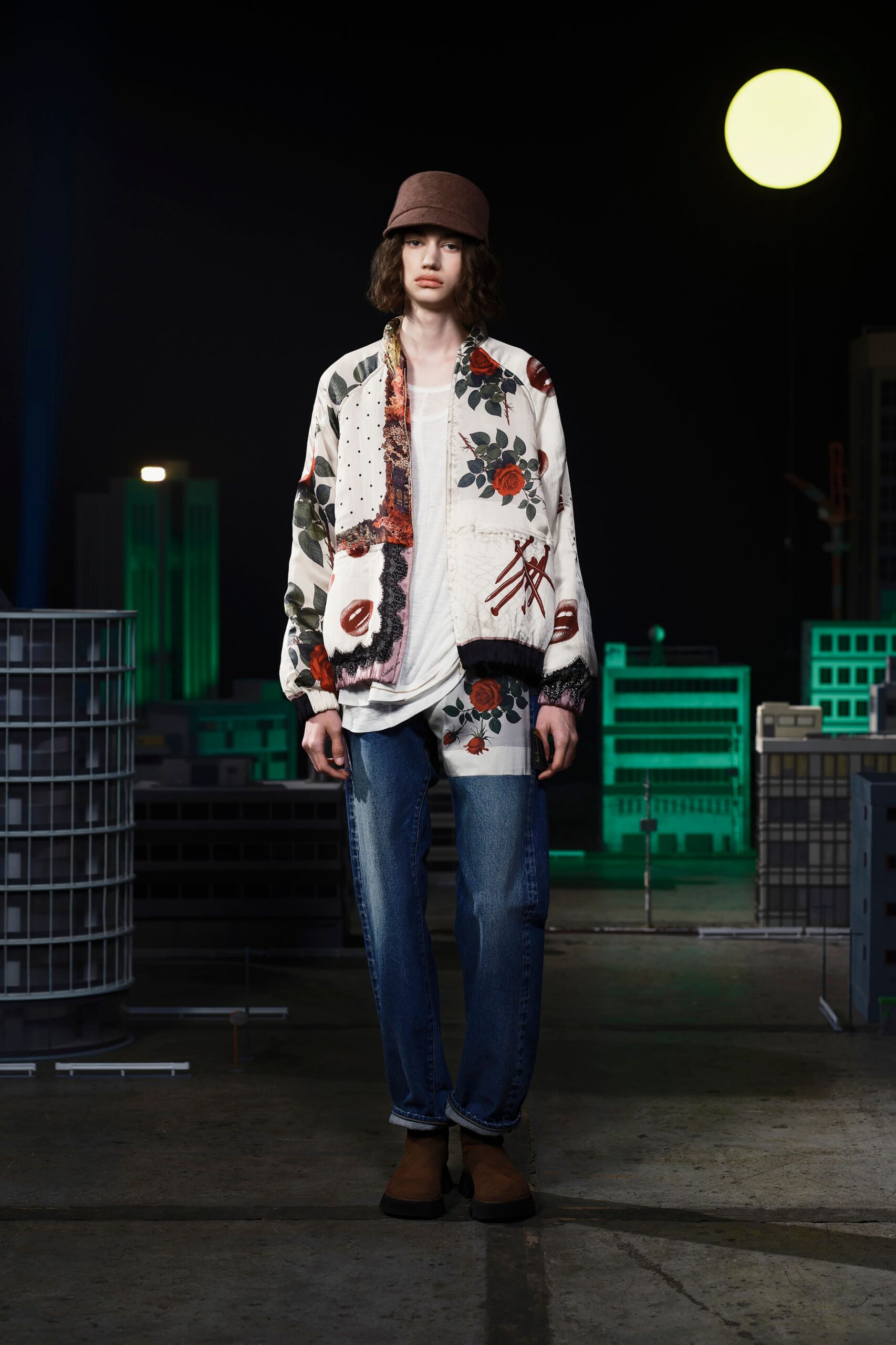 white cotton long-sleeve relaxed floral embroidered jacket