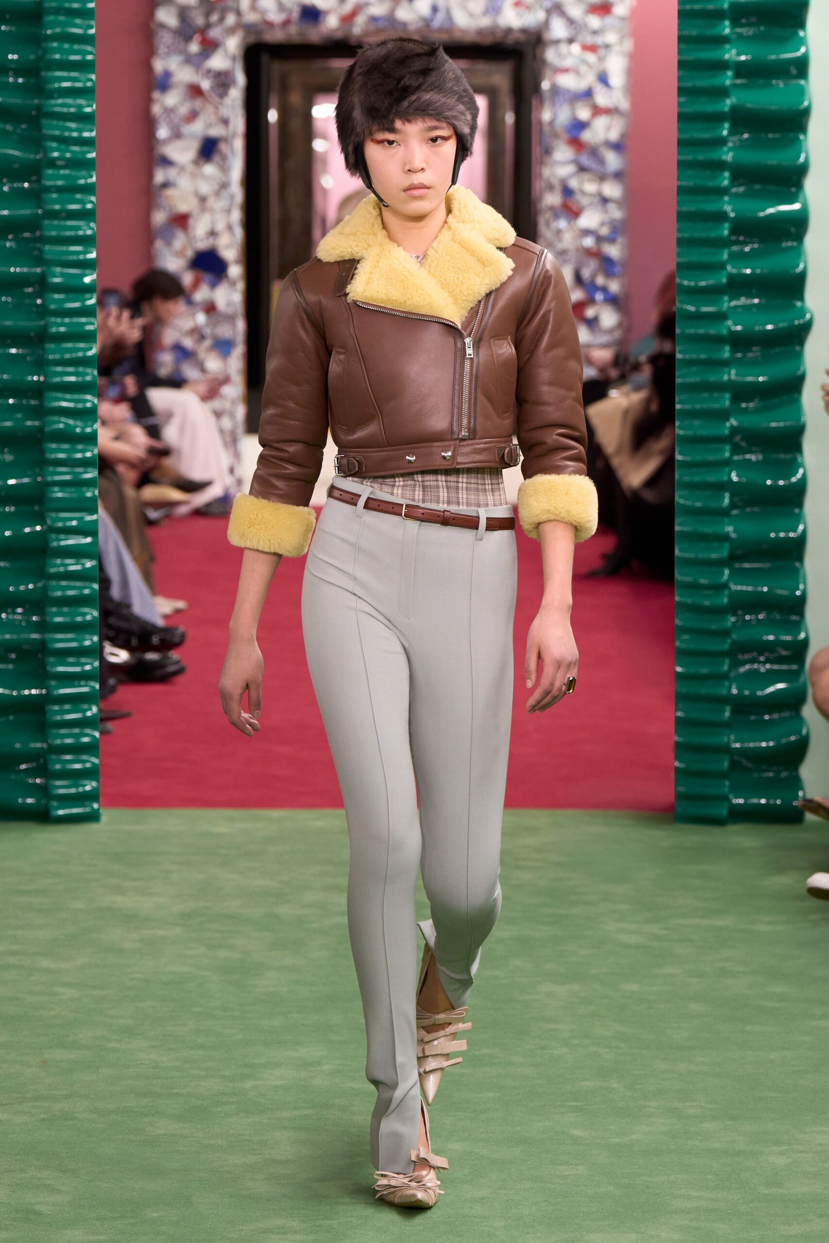 gray cotton slim straight-leg pants