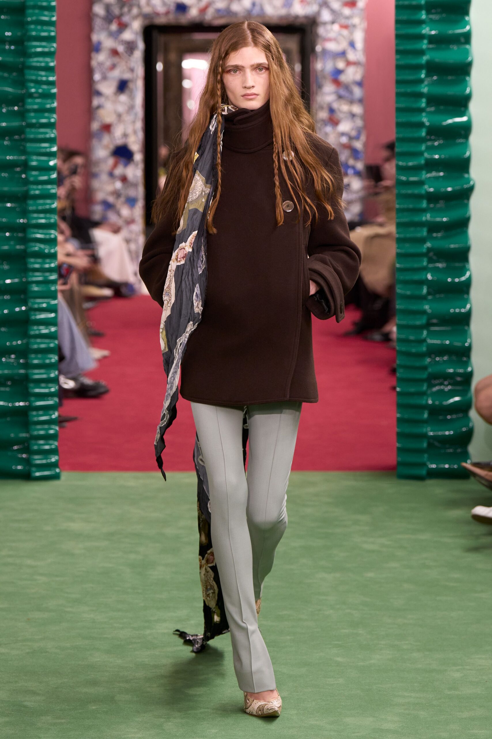 brown wool long-sleeve turtleneck relaxed jacket