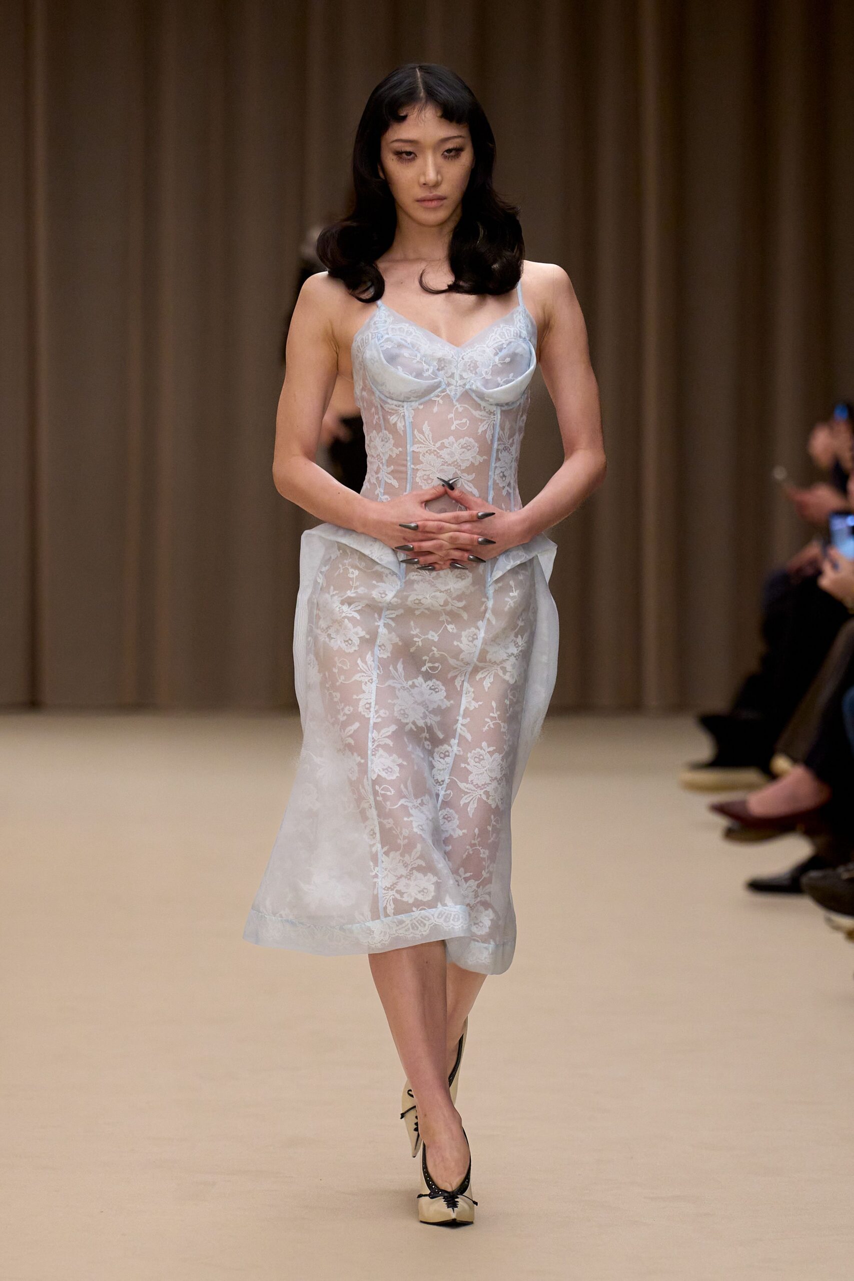 blue lace sleeveless v-neck fitted embroidered sheer dress