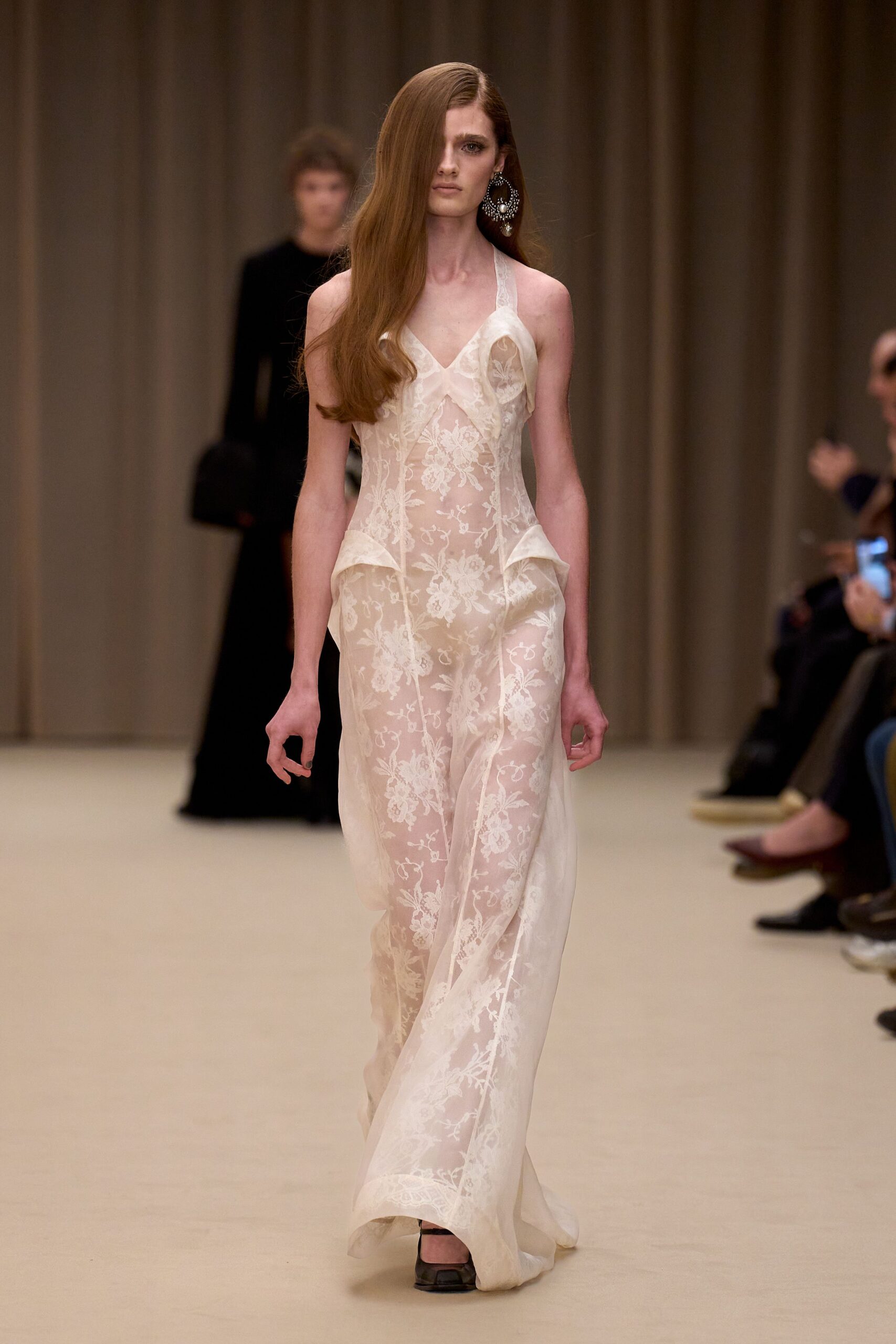 white lace sleeveless v-neck fitted embroidered gown