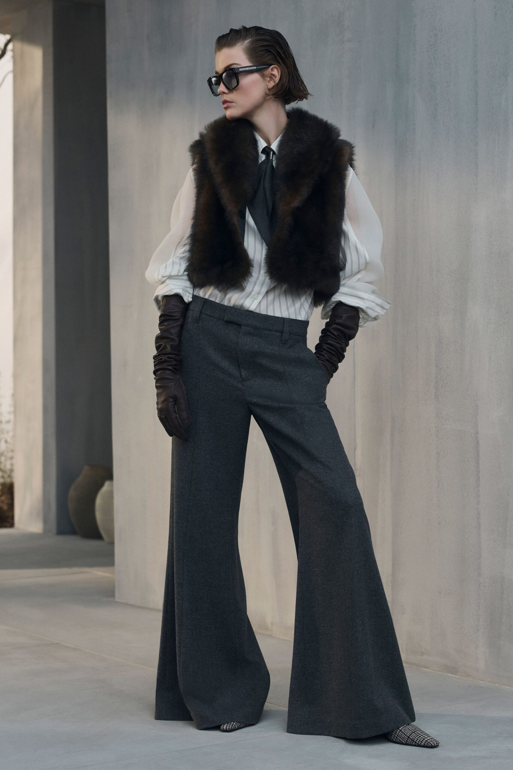 brown fur relaxed vest
