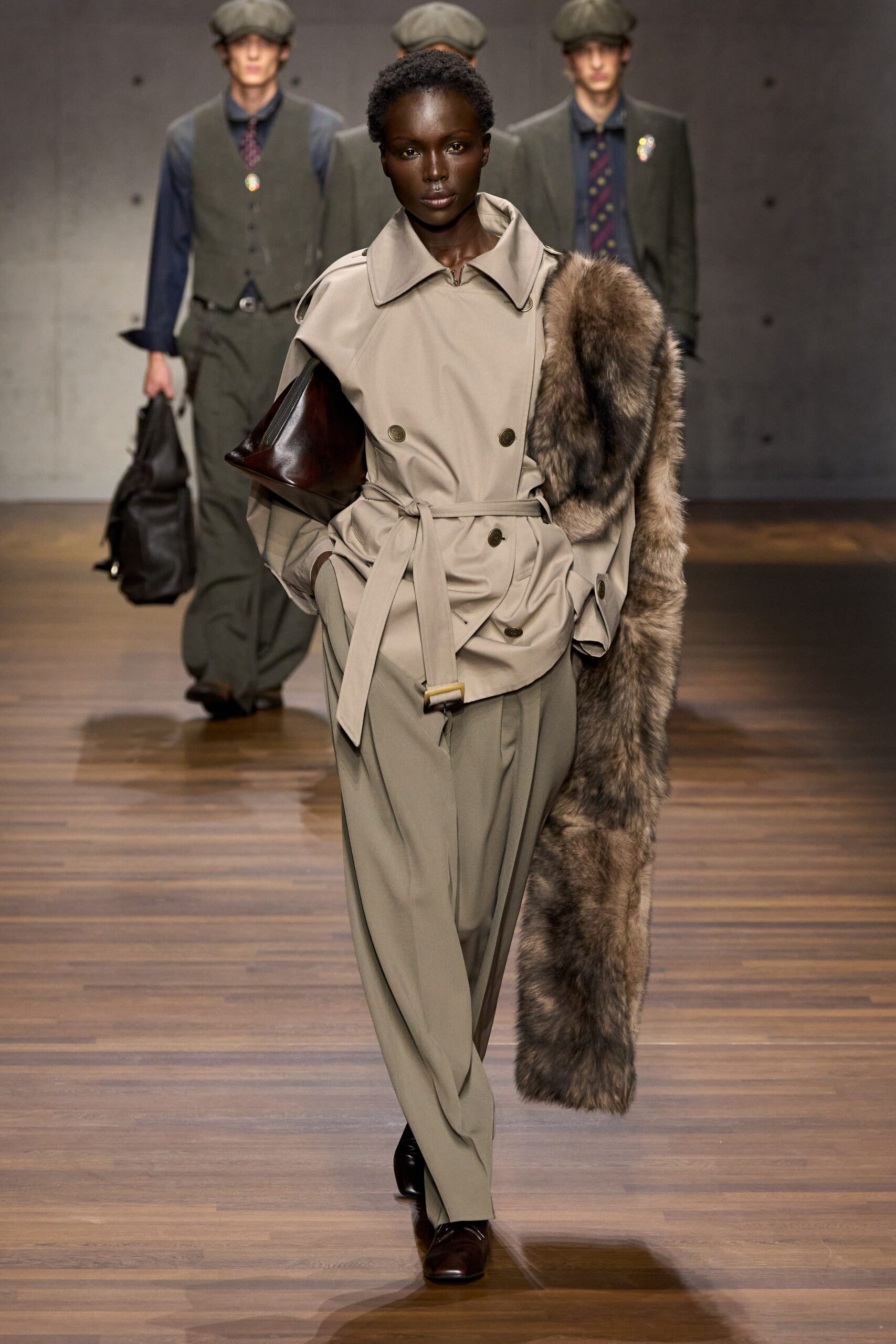 beige wool relaxed straight-leg pants