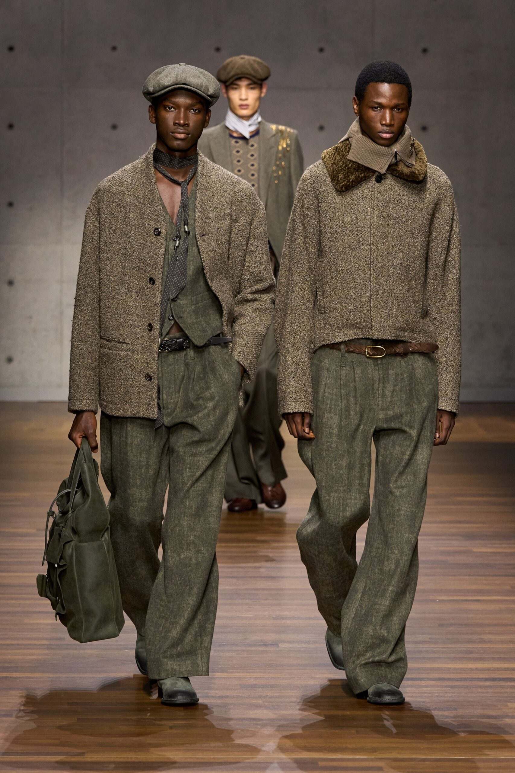brown wool long-sleeve collared relaxed buttoned jacket