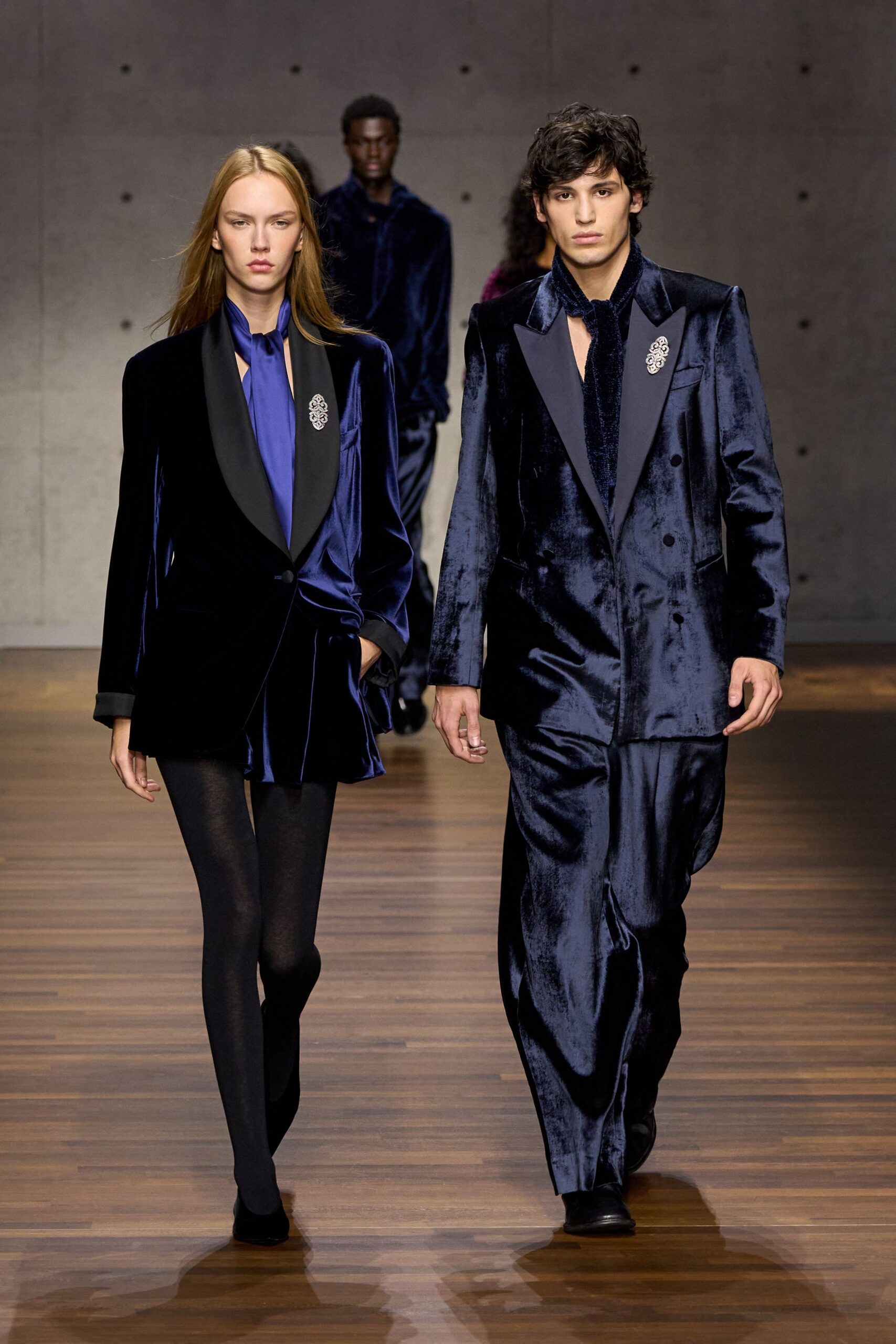 blue velvet tailored blazer and pants