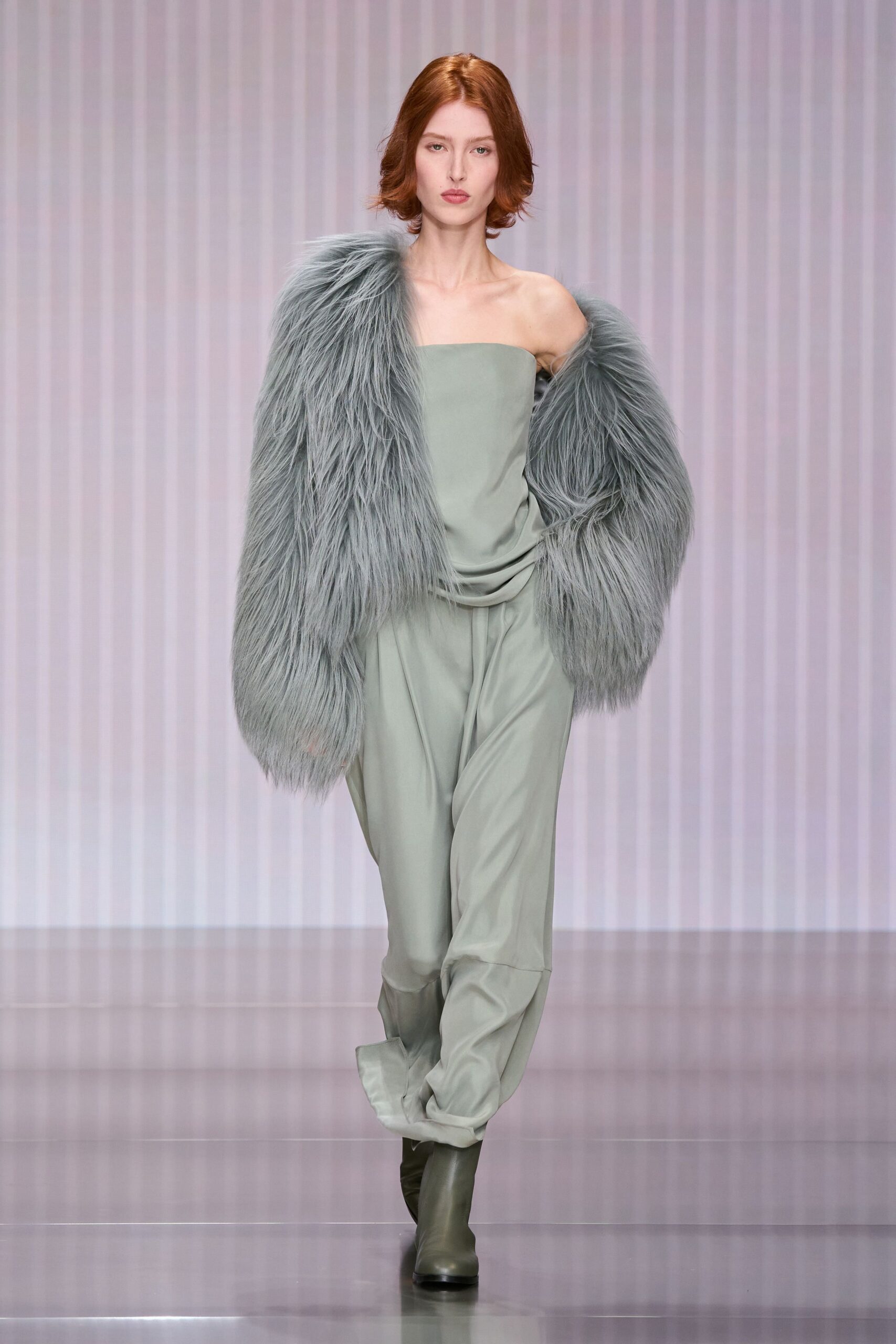 green silk sleeveless relaxed draped jumpsuit