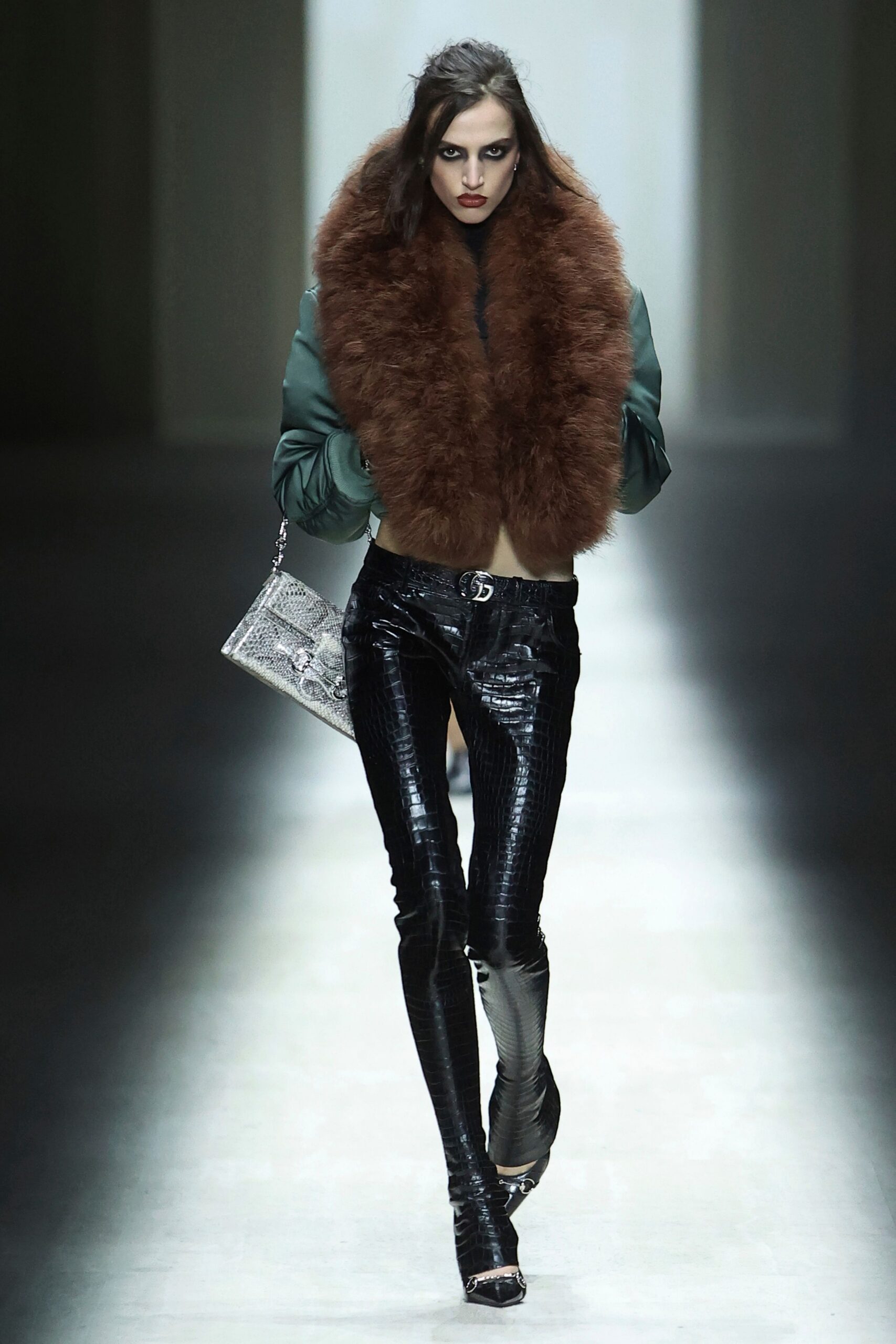 brown fur sleeveless fitted top