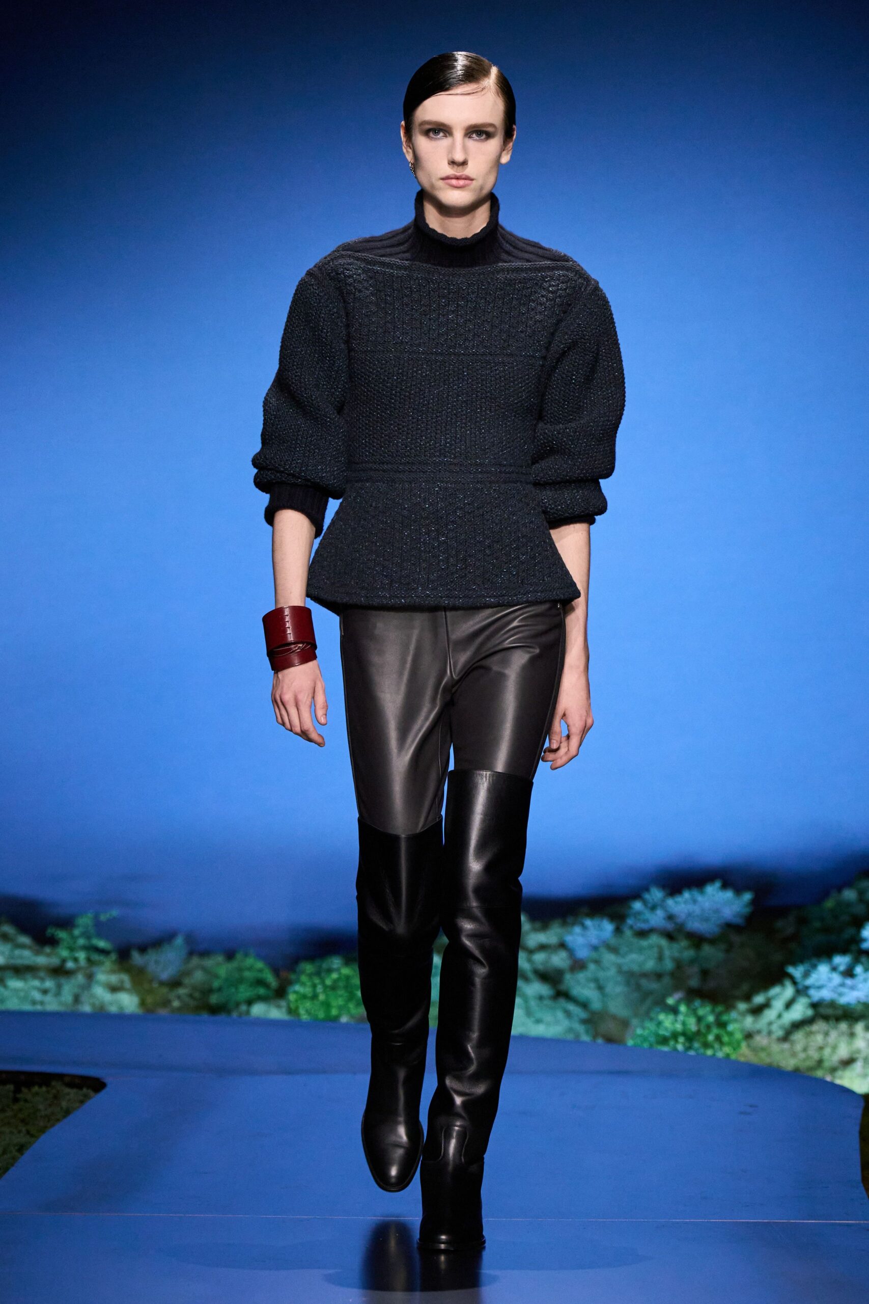 black fitted top and pants