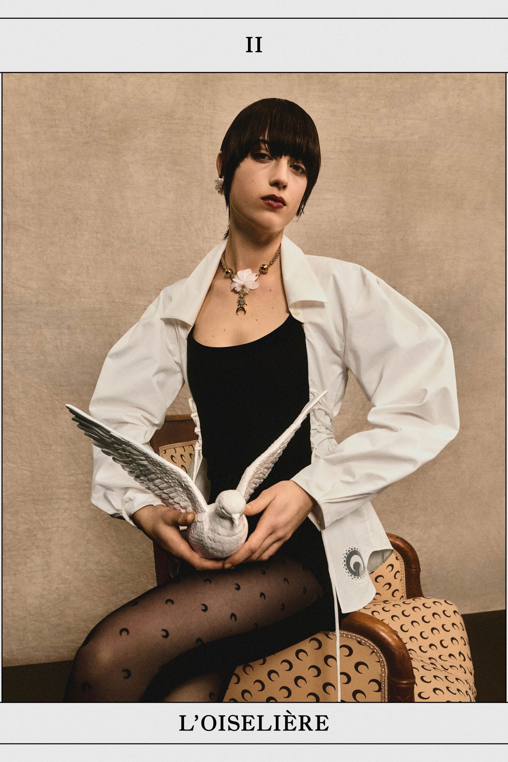 white cotton long-sleeve collared relaxed zippered jacket
