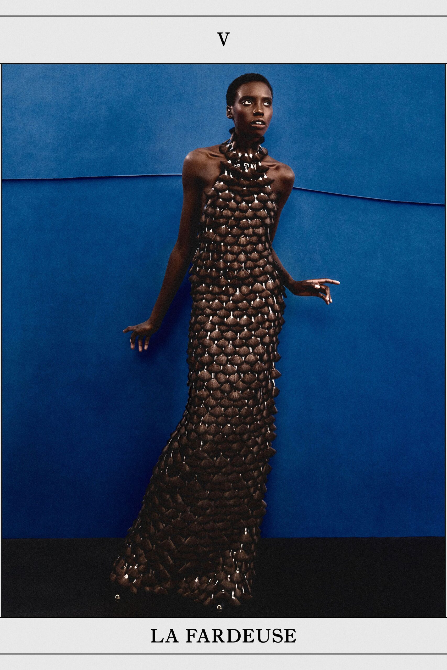brown leather sleeveless gown