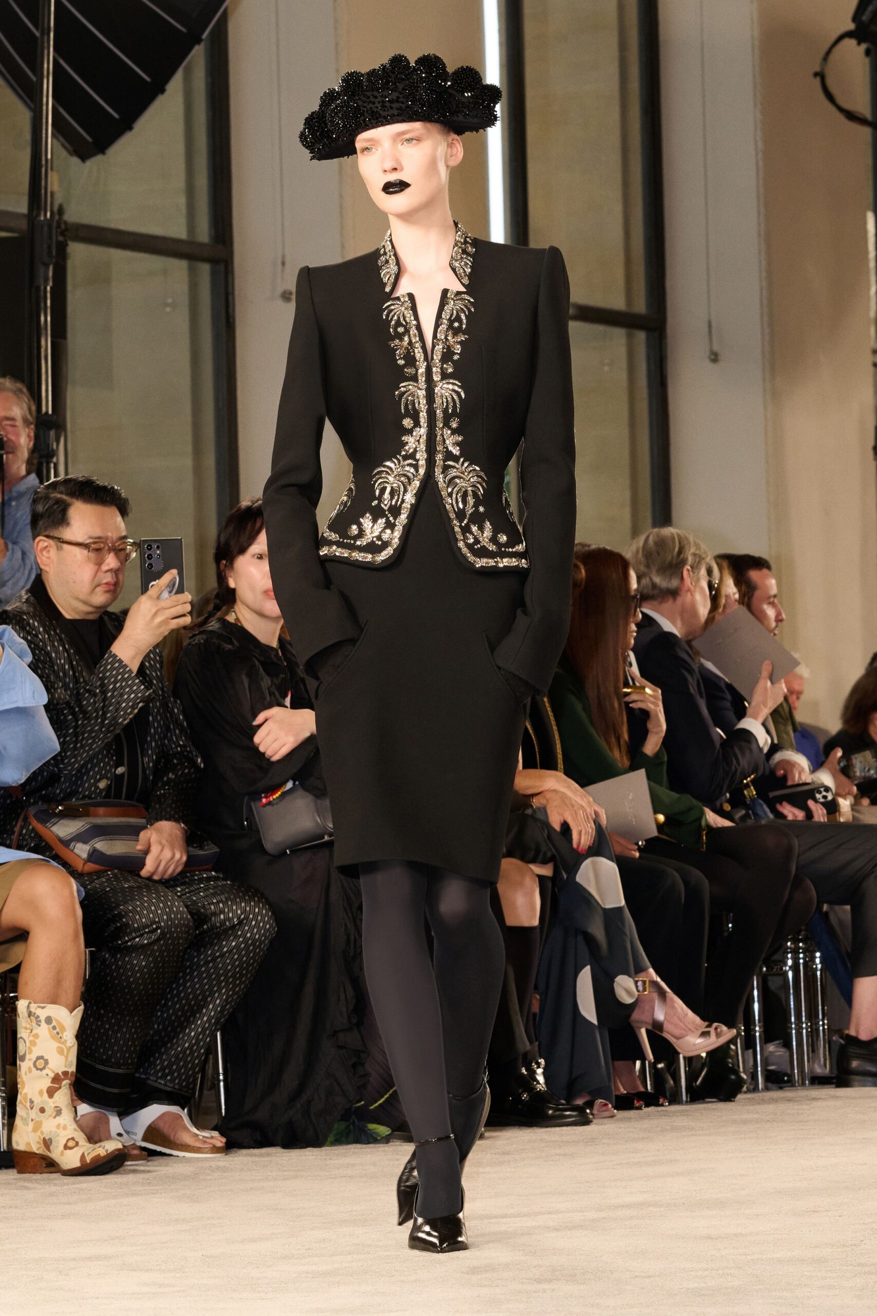black tailored blazer and pencil skirt