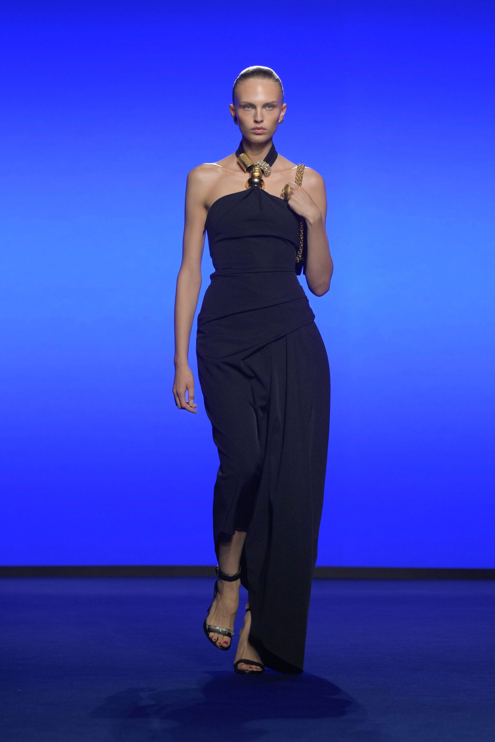 black silk fitted jumpsuit