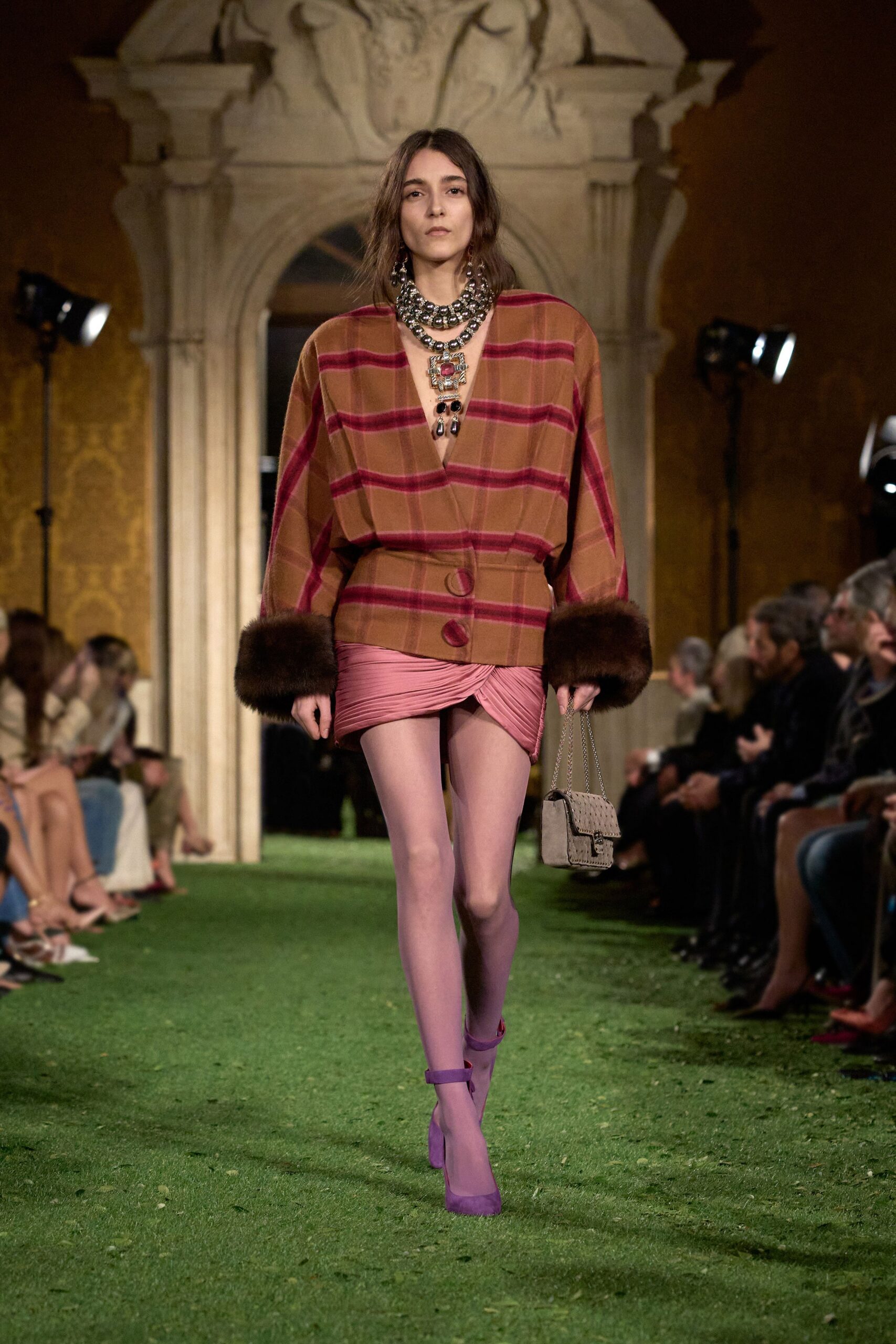 relaxed wool jacket with mini skirt