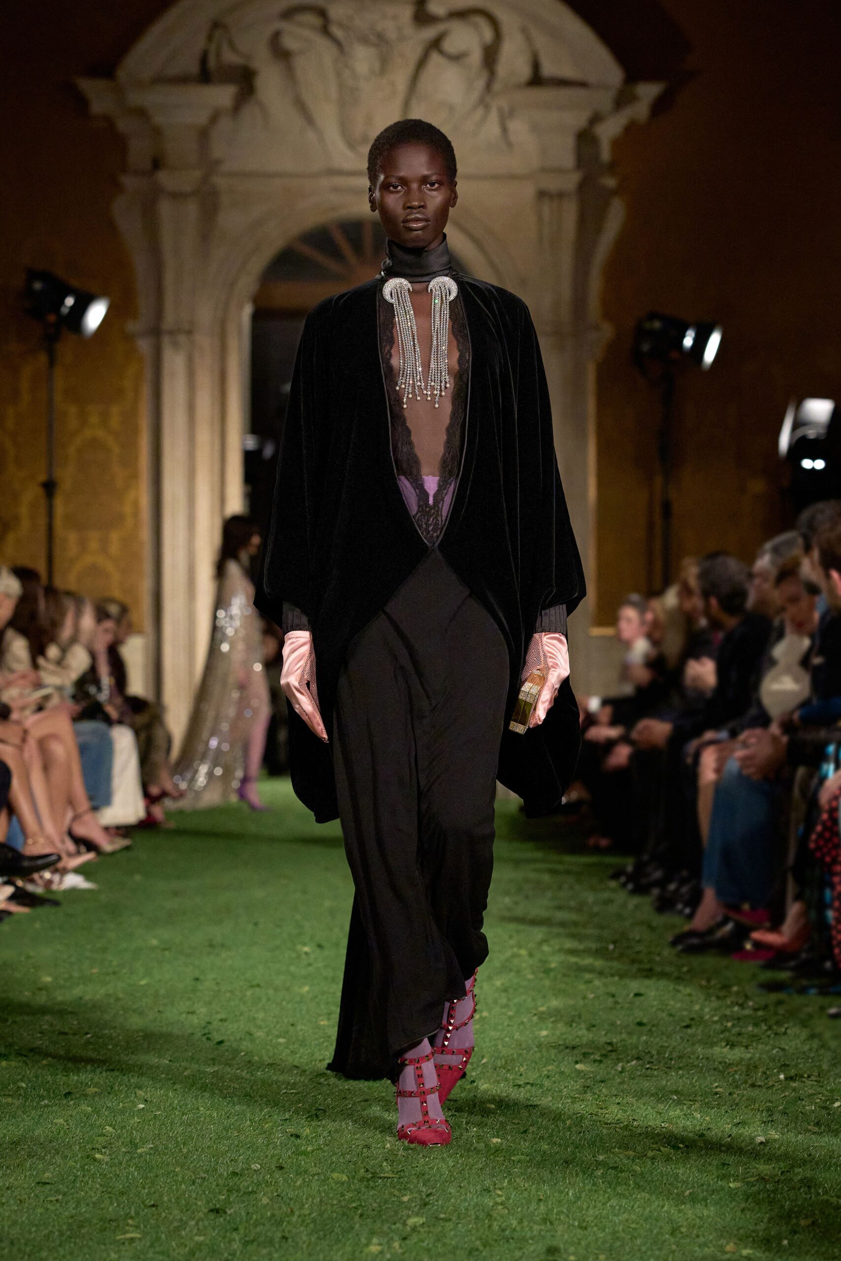 black velvet cape and dress