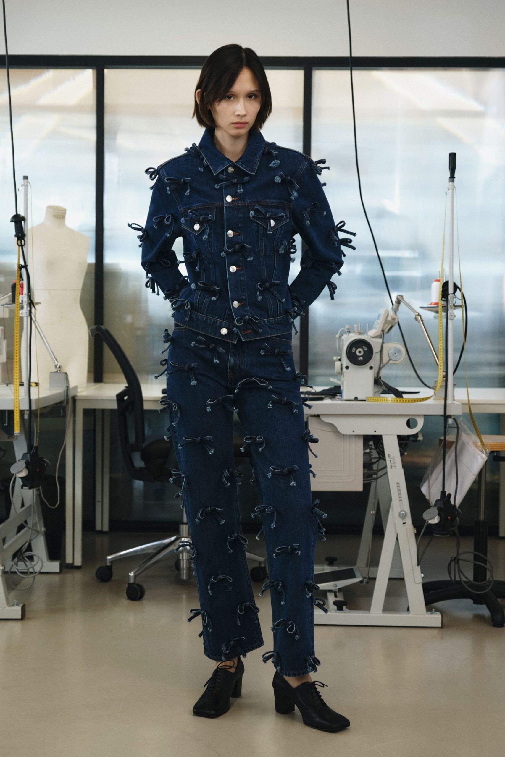 blue denim jacket and pants