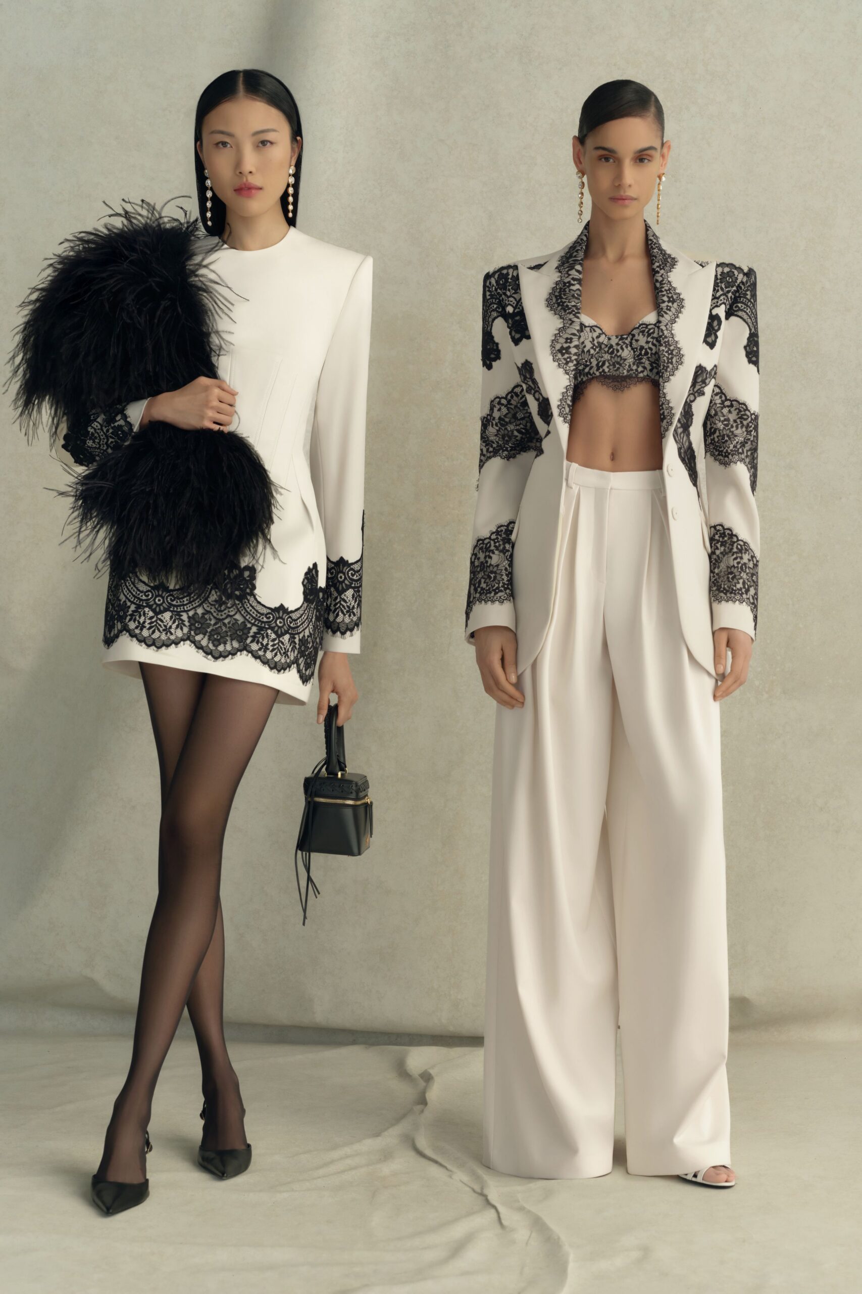 white silk long-sleeve collared fitted embroidered ruffled dress